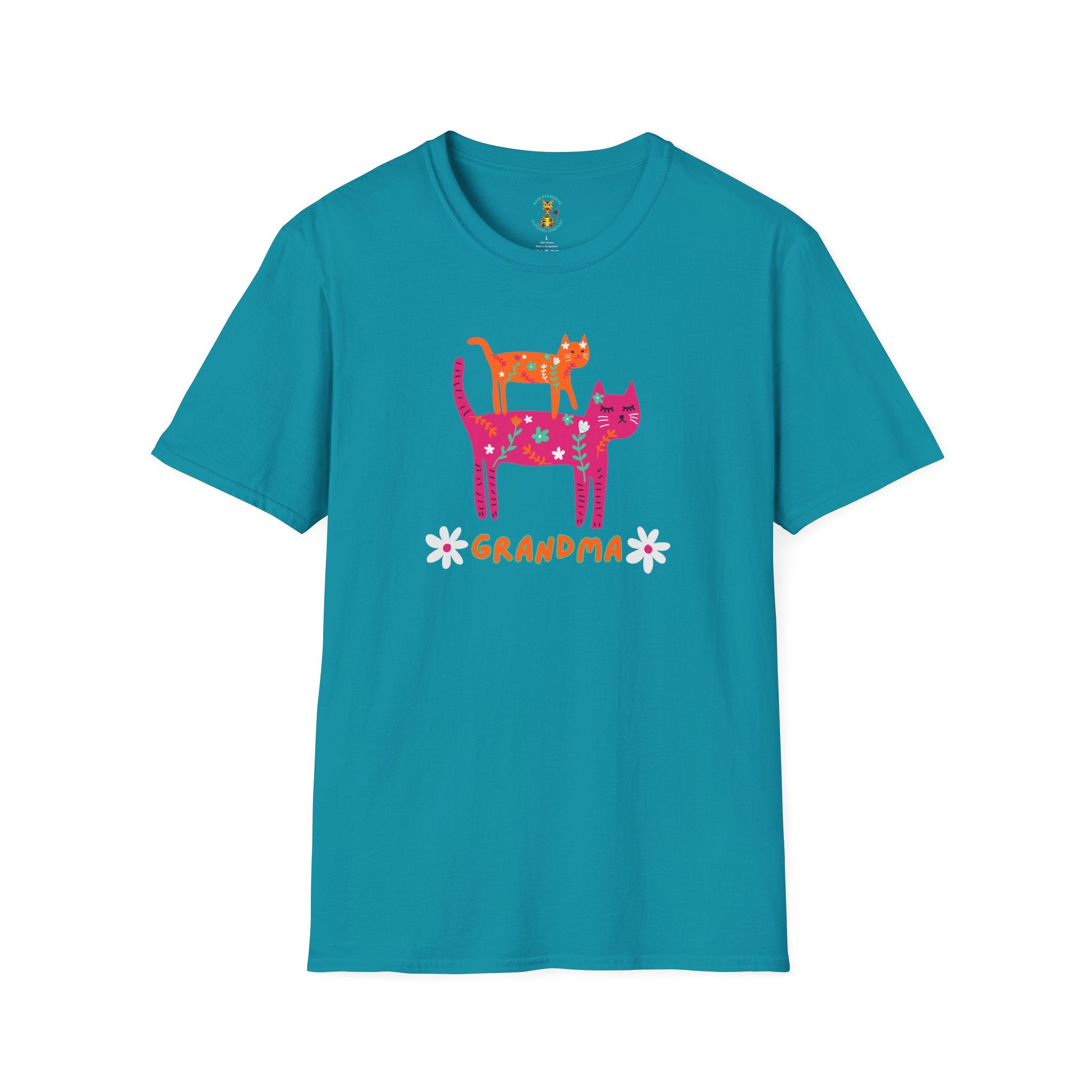 Personalized Grandma Cat T-Shirt, Mother's Day T-Shirt, Sizes XS-5X, Cat Print T-Shirt for Women