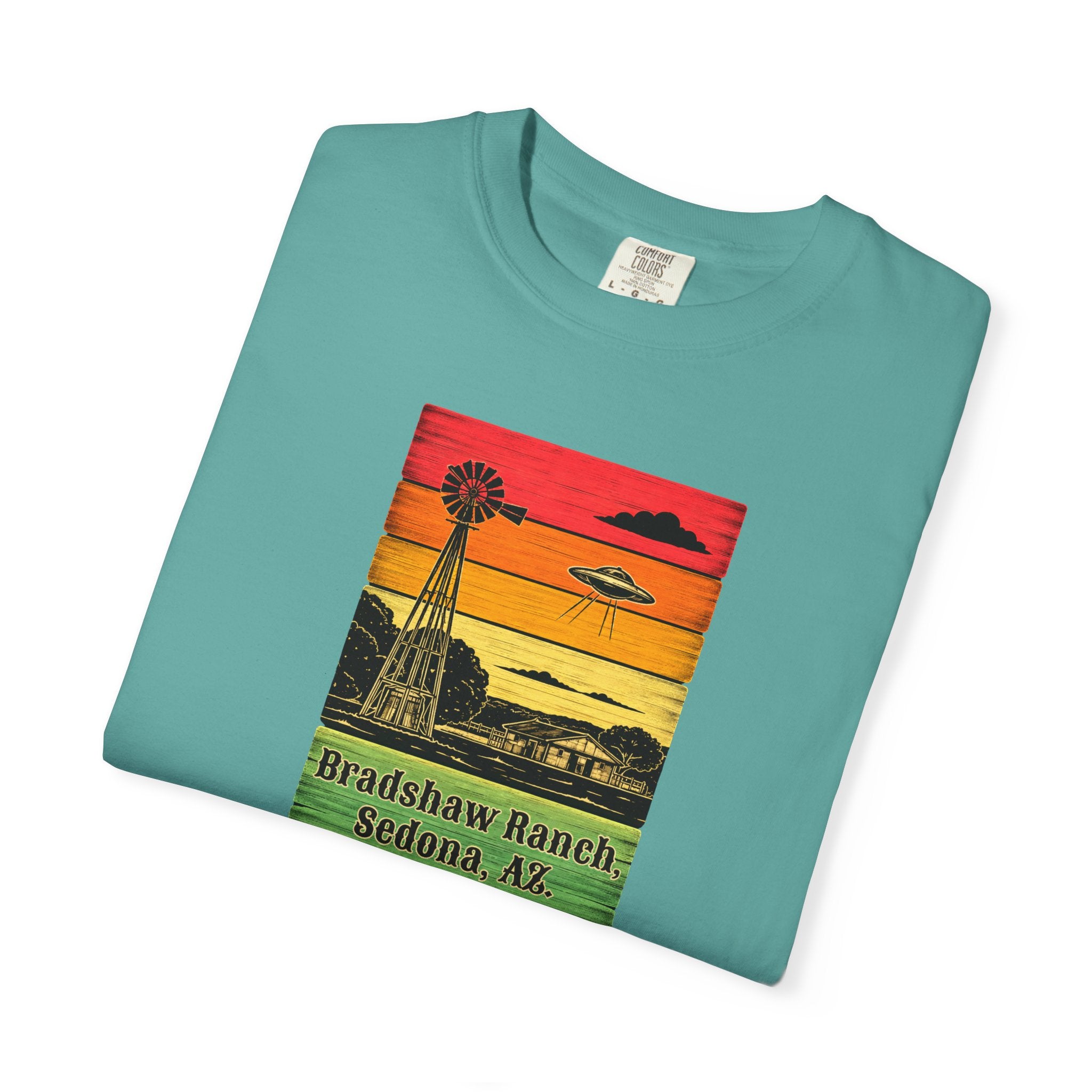 Bradshaw Ranch Sedona AZ Sunset T-shirt, Windmill Desert Design, Men's & Women's