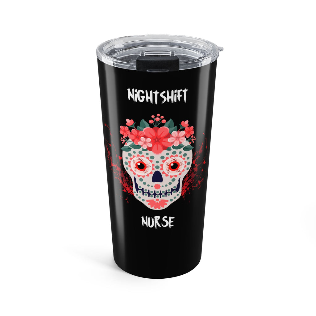 Personalized Nightshift Nurse Skull, Insulated Steel Coffee Tumbler 20oz