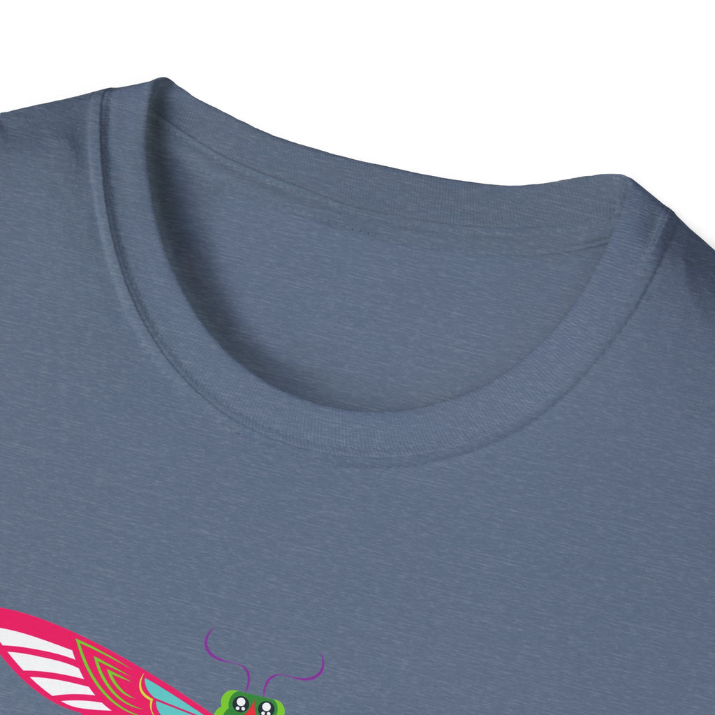 Colorful Dragonfly Unisex Softstyle T-Shirt, Casual Wear, Nature Lover Gift, Summer Fashion, Eco-Friendly Tee, Birthday Present