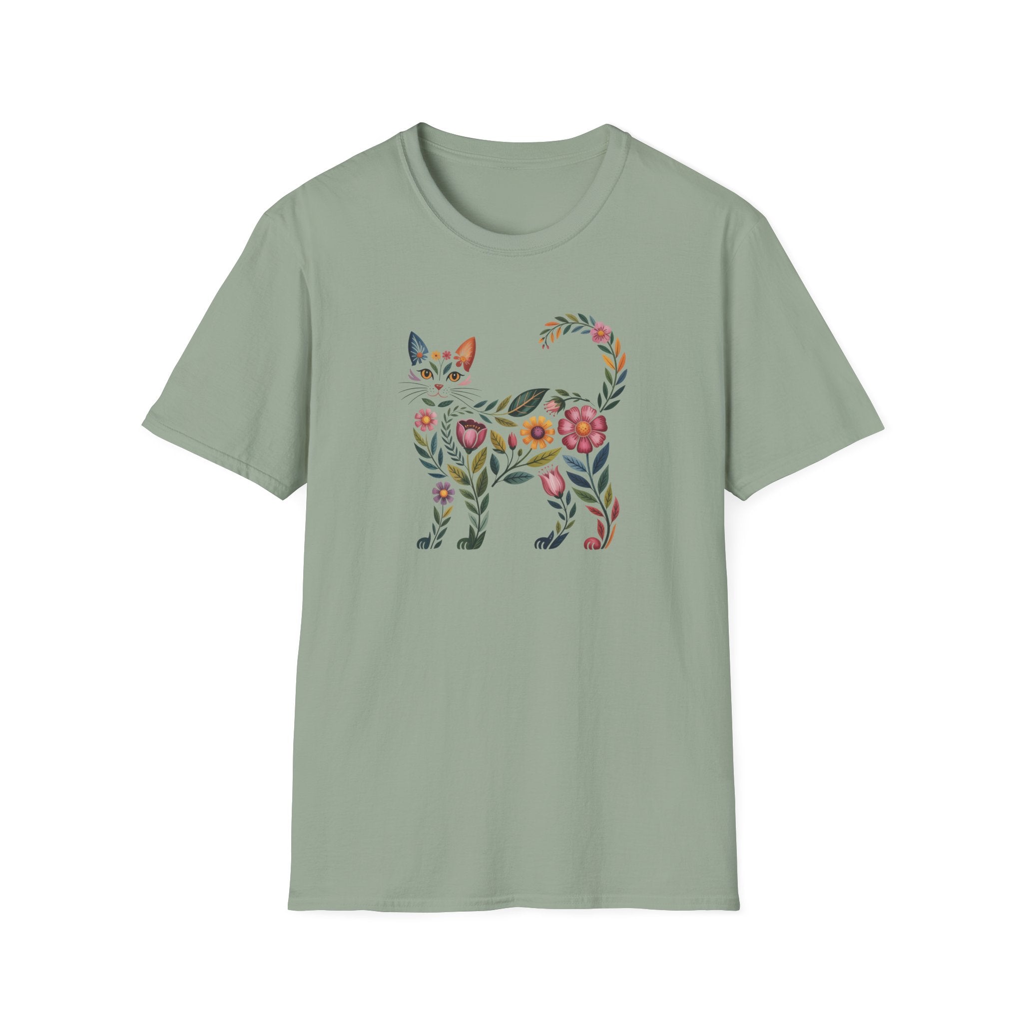 Floral Boho Cat Tee — Cat Lover T-Shirt