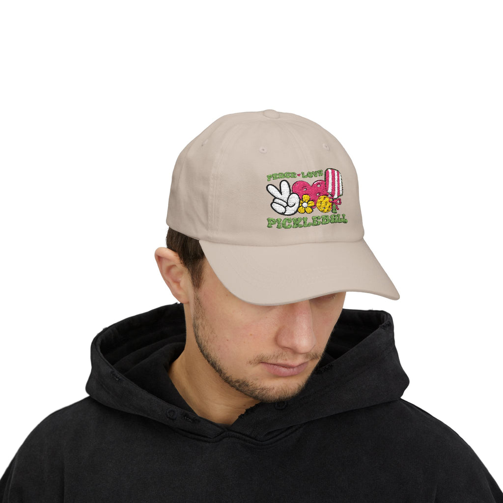Embroidered Peace Love Pickleball Baseball Cap, Unisex, Pickleball Hat