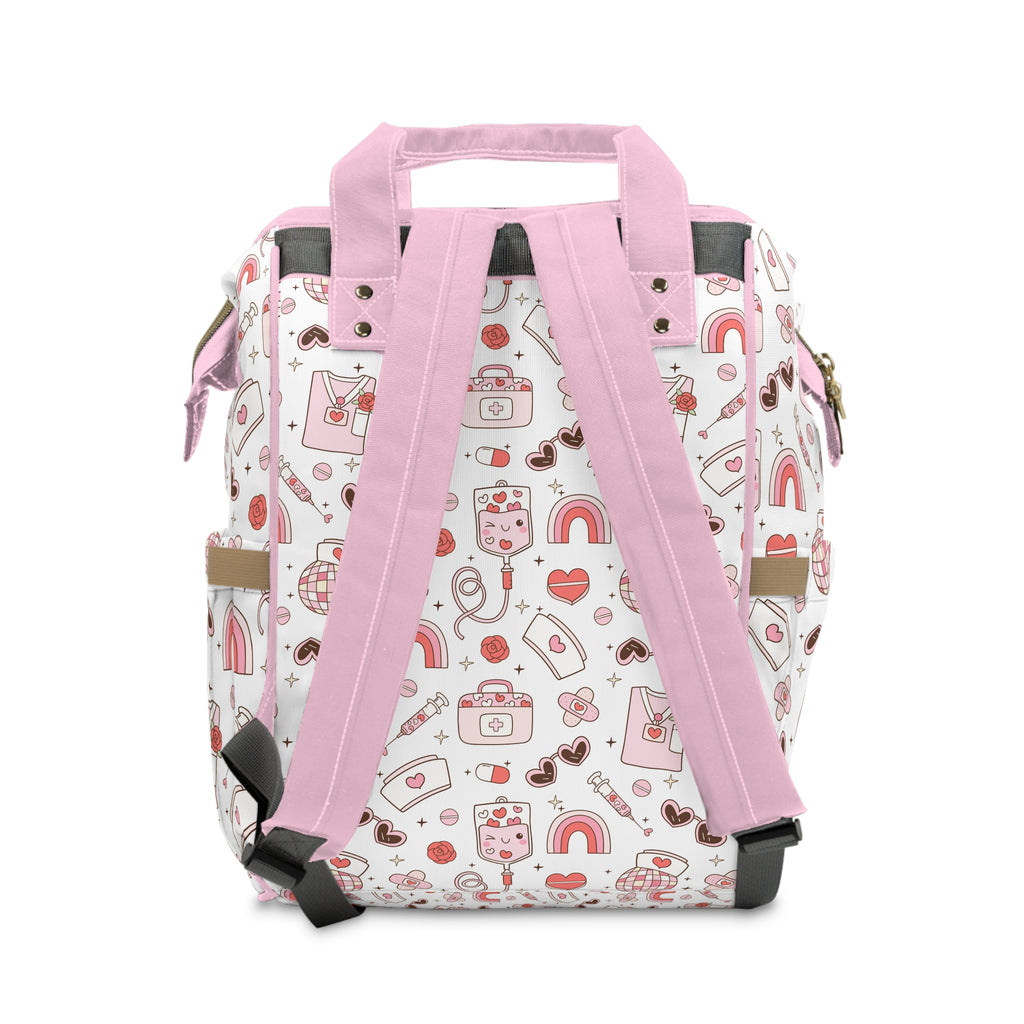 Personalized Nurse Tote Bag, Heart Print Nursing Backpack, Travel Nurse Bag