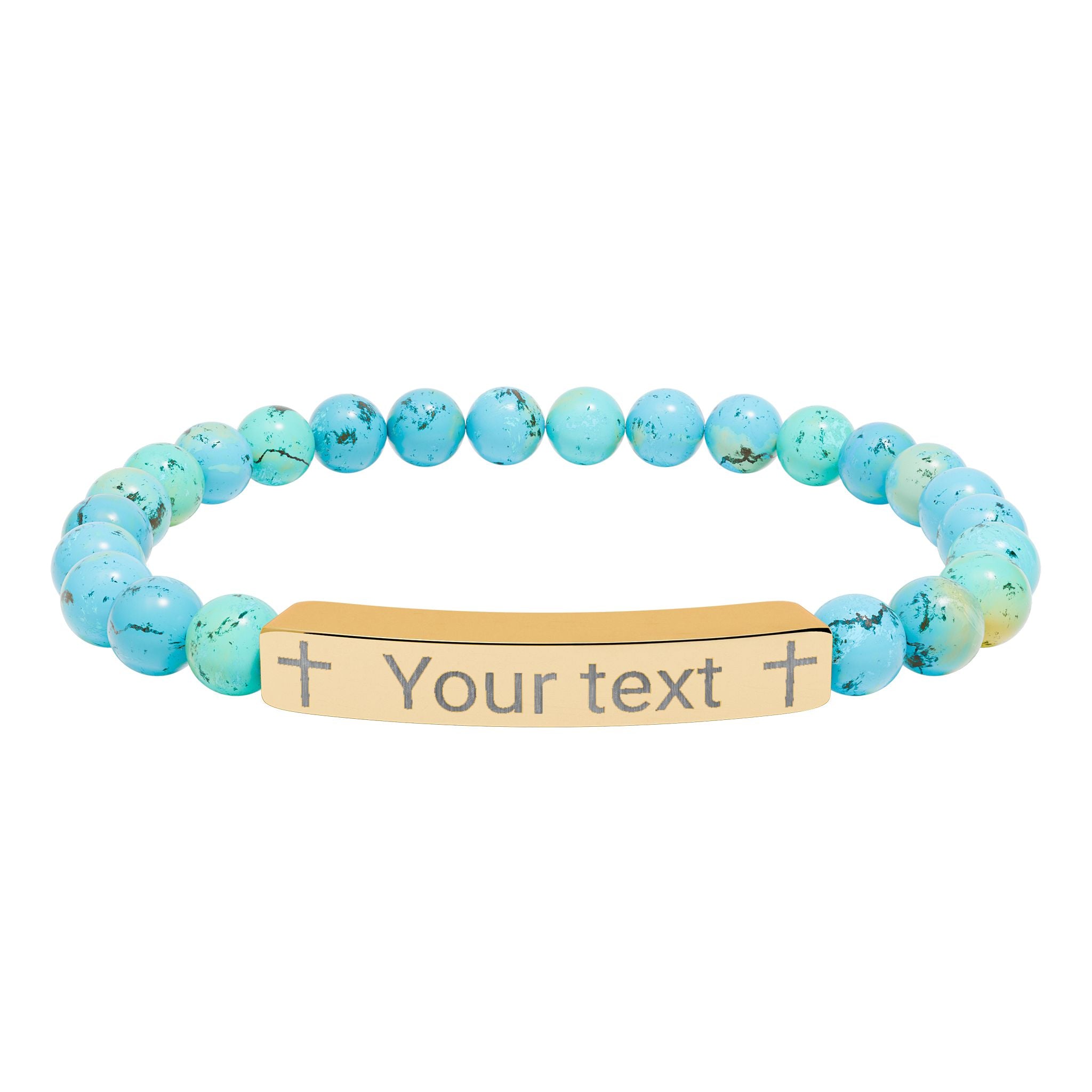 Engraved Name Bar Stone Bracelet, Personalized Natural Stone Bracelet, Custom Name, 18k Gold