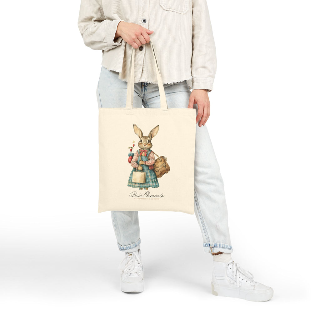 Woodland Bunny Market Bag, Heavy Canvas Shopping Tote, Bunny Shopping Tote