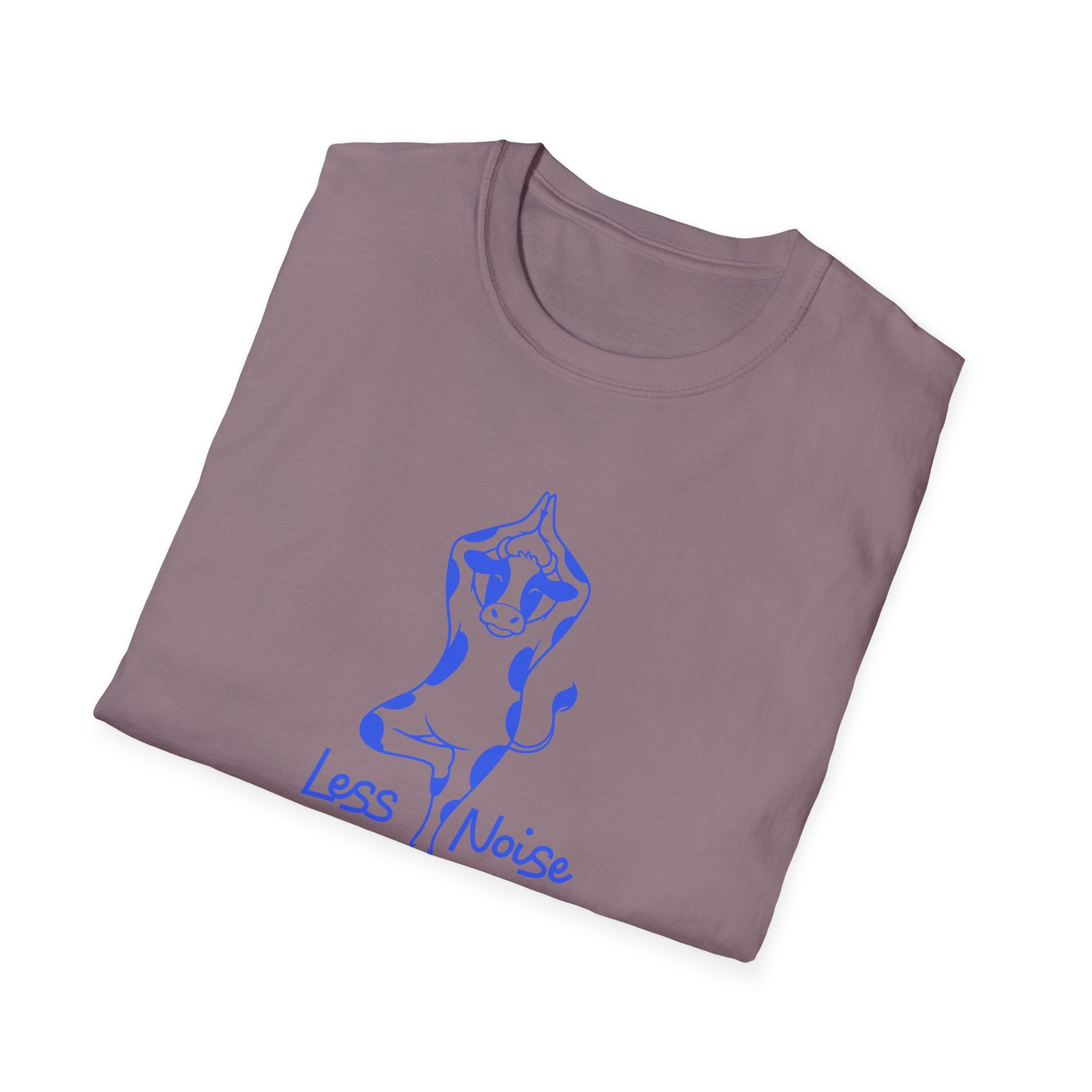 Cow Yoga T-Shirt — "Less Noise, More Peace"