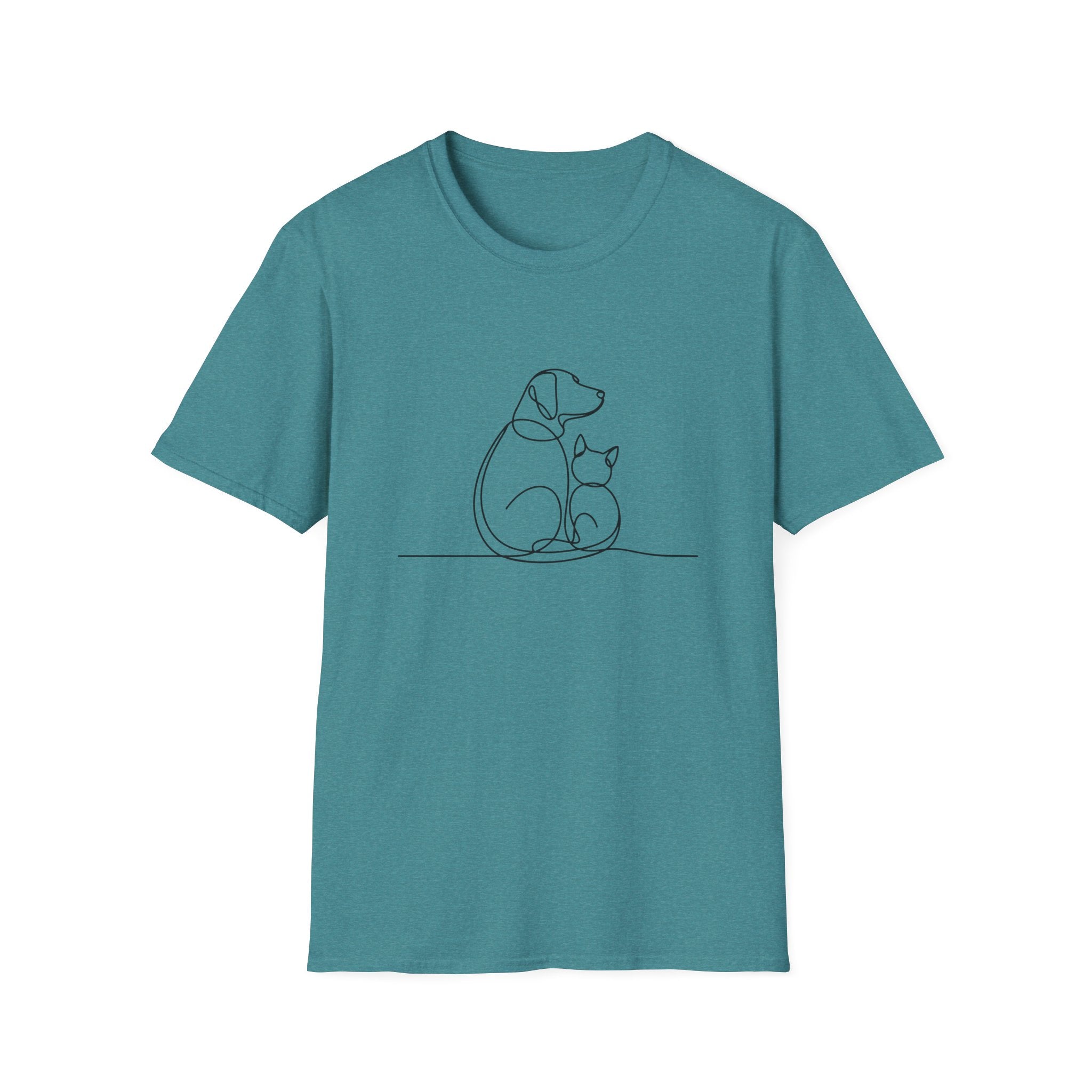 Cat & Dog Line Art T-Shirt — Pet Lover Shirt (Personalize Option)