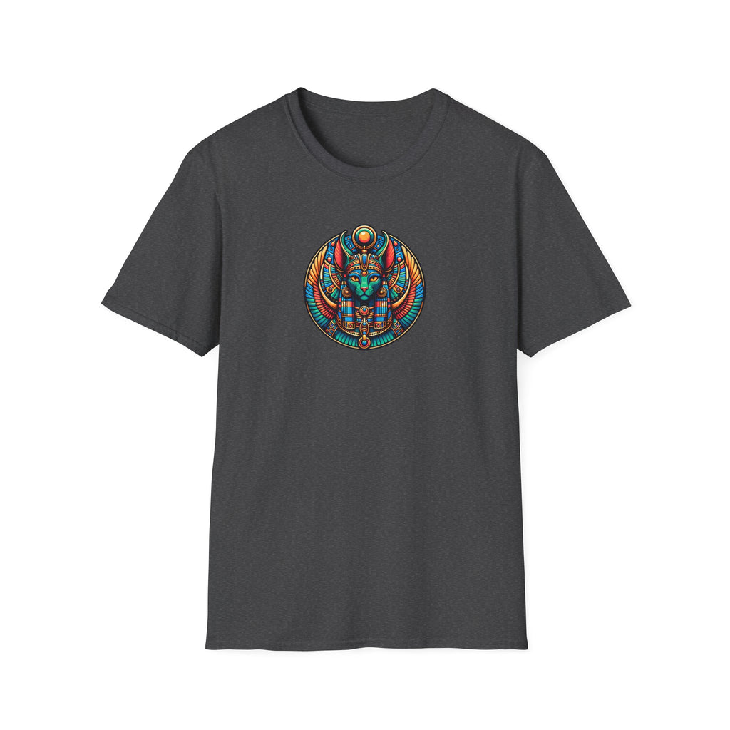 Egyptian Goddess Unisex Softstyle T-Shirt, Cute Graphic Tee, Boho Vintage Top, Gift for Cat Lovers, Summer Casual Wear, Festival Outfit