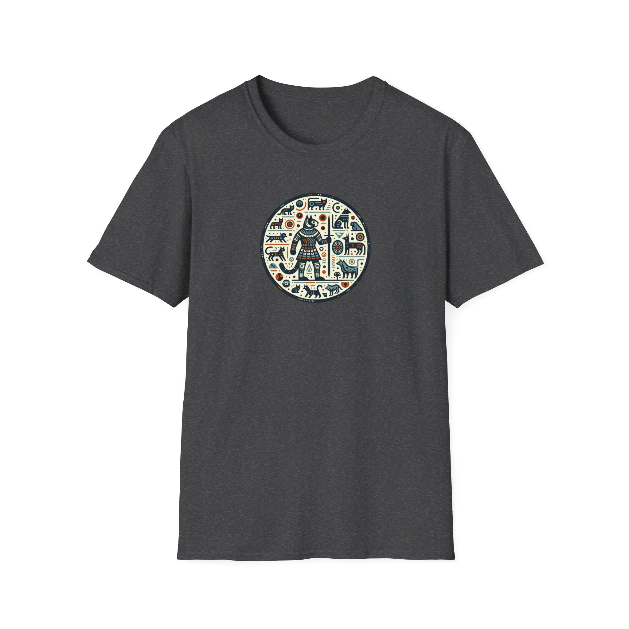 Egyptian Inspired Cat Unisex Softstyle T-Shirt, Casual Wear, Unique Graphic Tee, Gift for Him/Her, Everyday Fashion, Art Lovers Apparel
