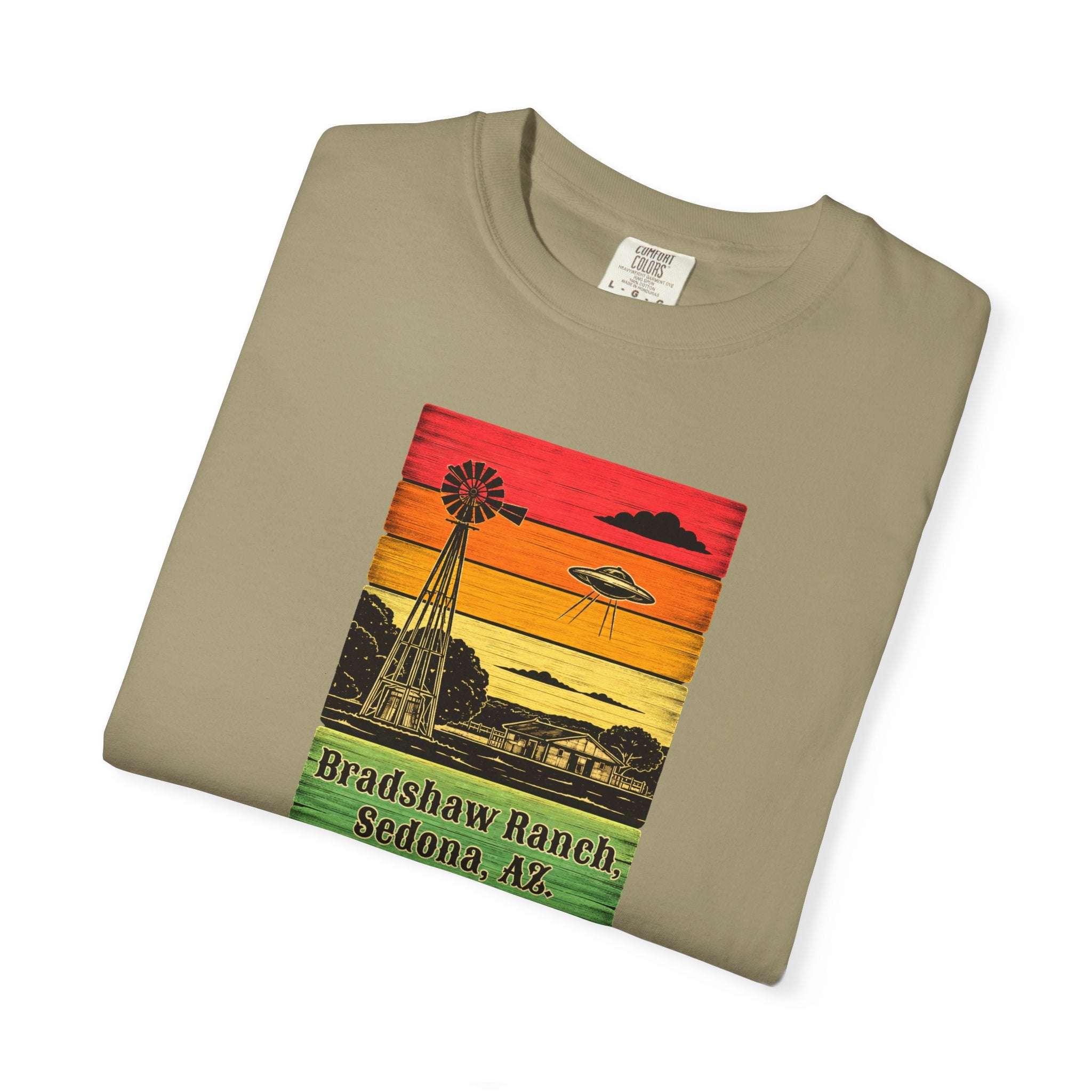 Bradshaw Ranch Sedona AZ Sunset T-shirt, Windmill Desert Design, Men's & Women's