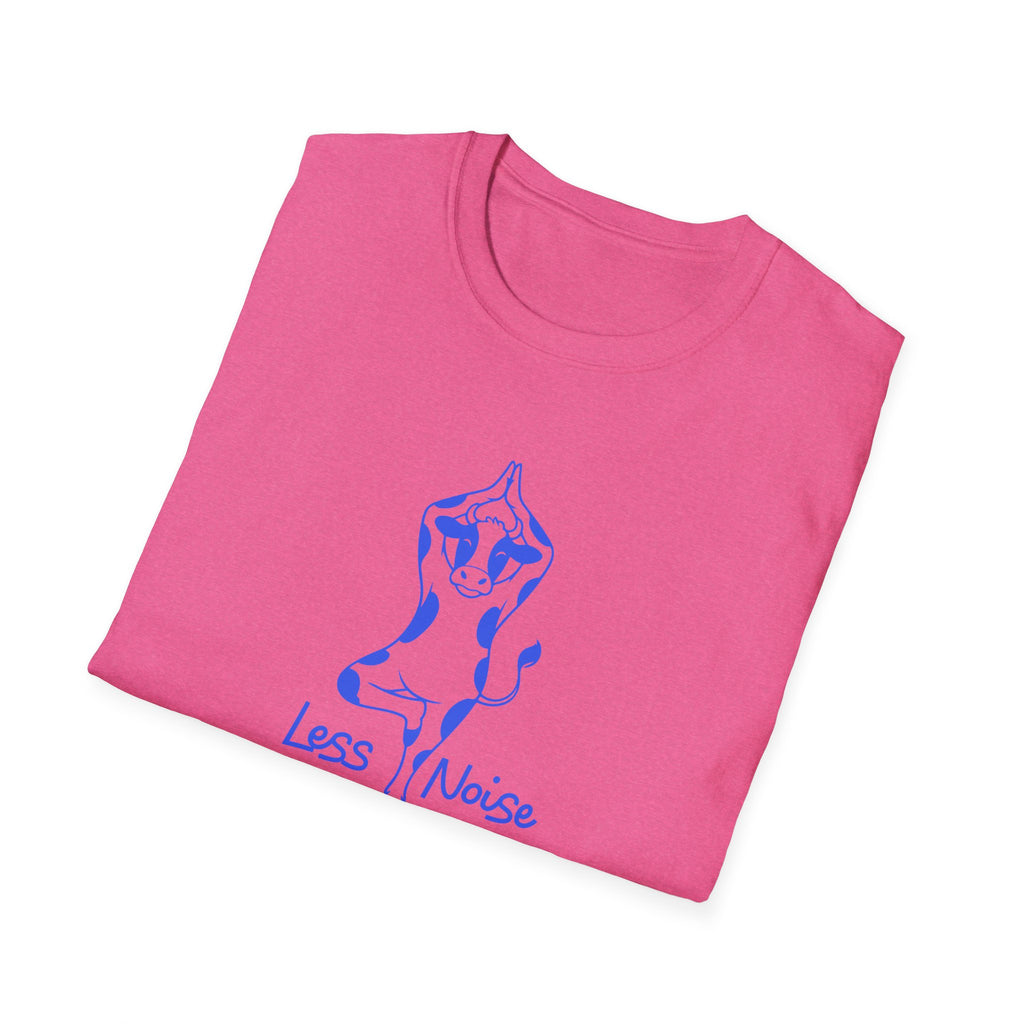 Cow Yoga T-Shirt — "Less Noise, More Peace"