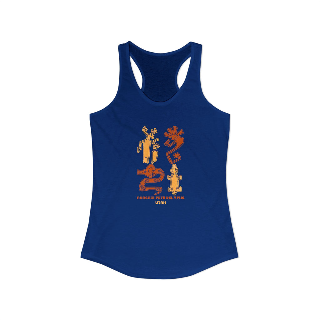 Anasazi Petroglyth, Women's Ideal Racerback Tank, Arizona Desert Shirt 5 Colors