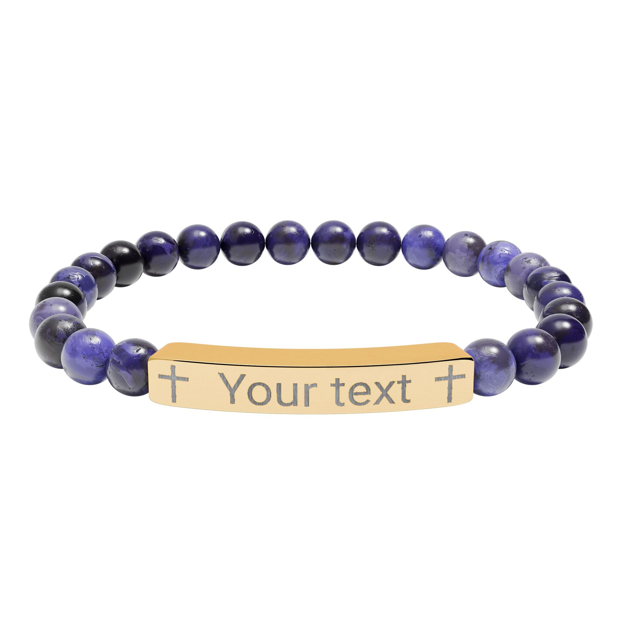Engraved Name Bar Stone Bracelet, Personalized Natural Stone Bracelet, Custom Name, 18k Gold