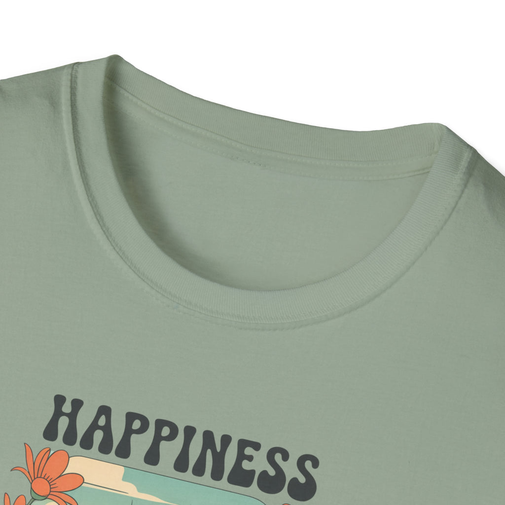 Happiness Comes in Waves T-Shirt, Unisex Softstyle Tee, Summer Graphic Tee, Beach Lover Shirt, Vacation Outfit, Gift for Nature Lovers