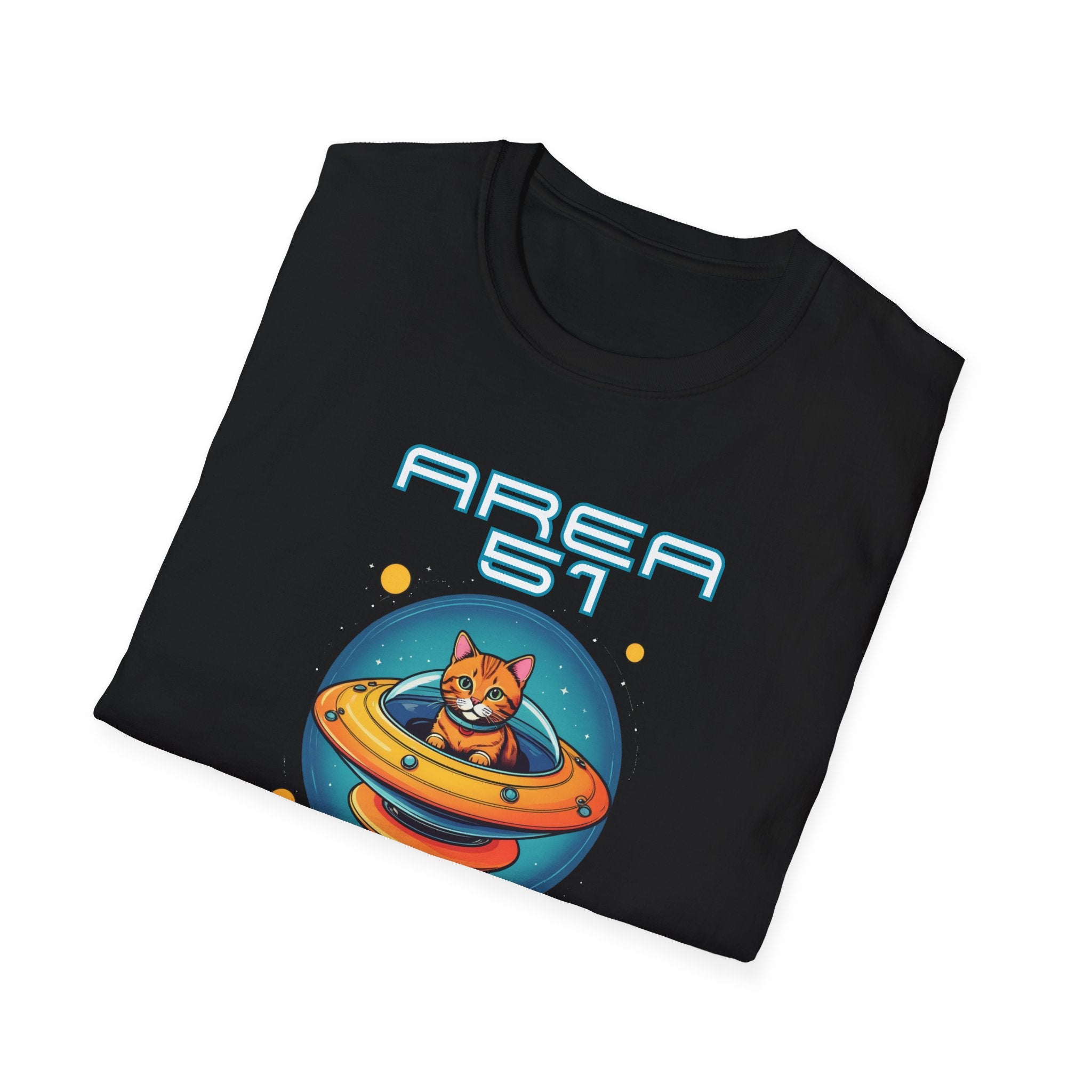 Alien Cat Area 51 T-Shirt - Fun Unisex Tee, Perfect Gift for UFO Lovers, Sci-Fi Fans, Cat Enthusiasts, Casual Wear