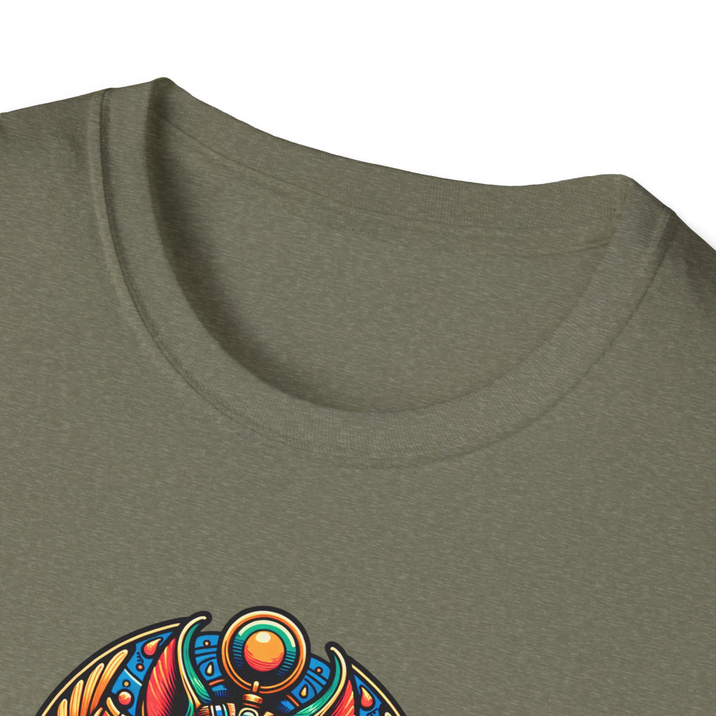Egyptian Goddess Unisex Softstyle T-Shirt, Cute Graphic Tee, Boho Vintage Top, Gift for Cat Lovers, Summer Casual Wear, Festival Outfit