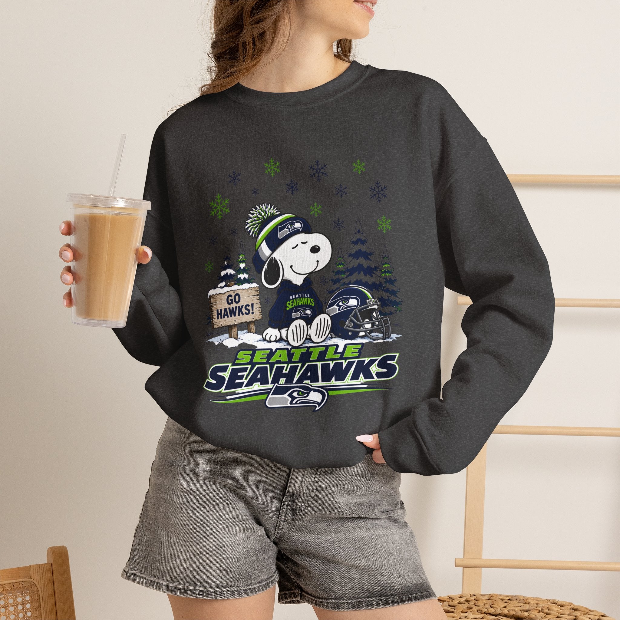 Seattle Seahawks Snowy Snoopy Sweatshirt for Men and Women