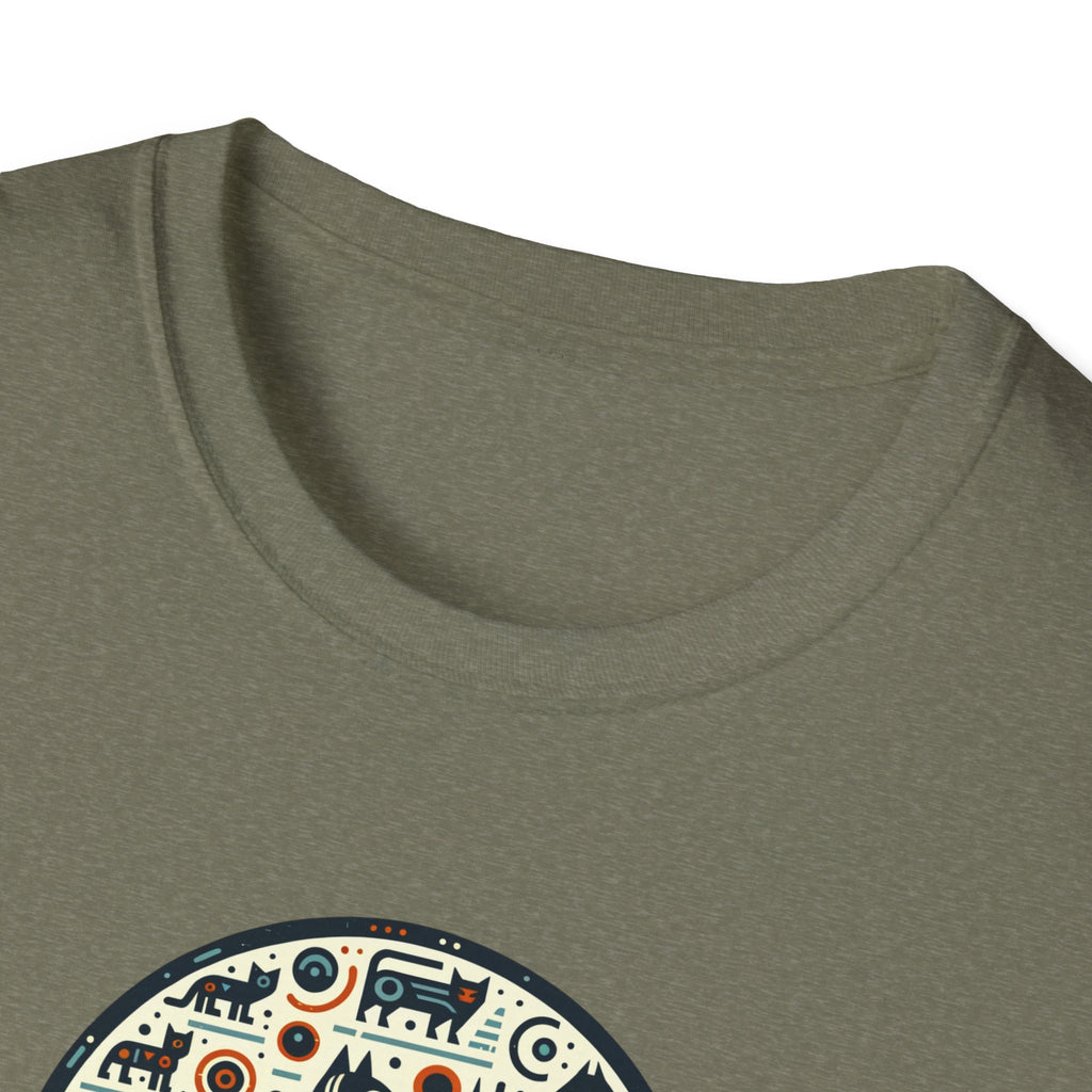 Egyptian Inspired Cat Unisex Softstyle T-Shirt, Casual Wear, Unique Graphic Tee, Gift for Him/Her, Everyday Fashion, Art Lovers Apparel