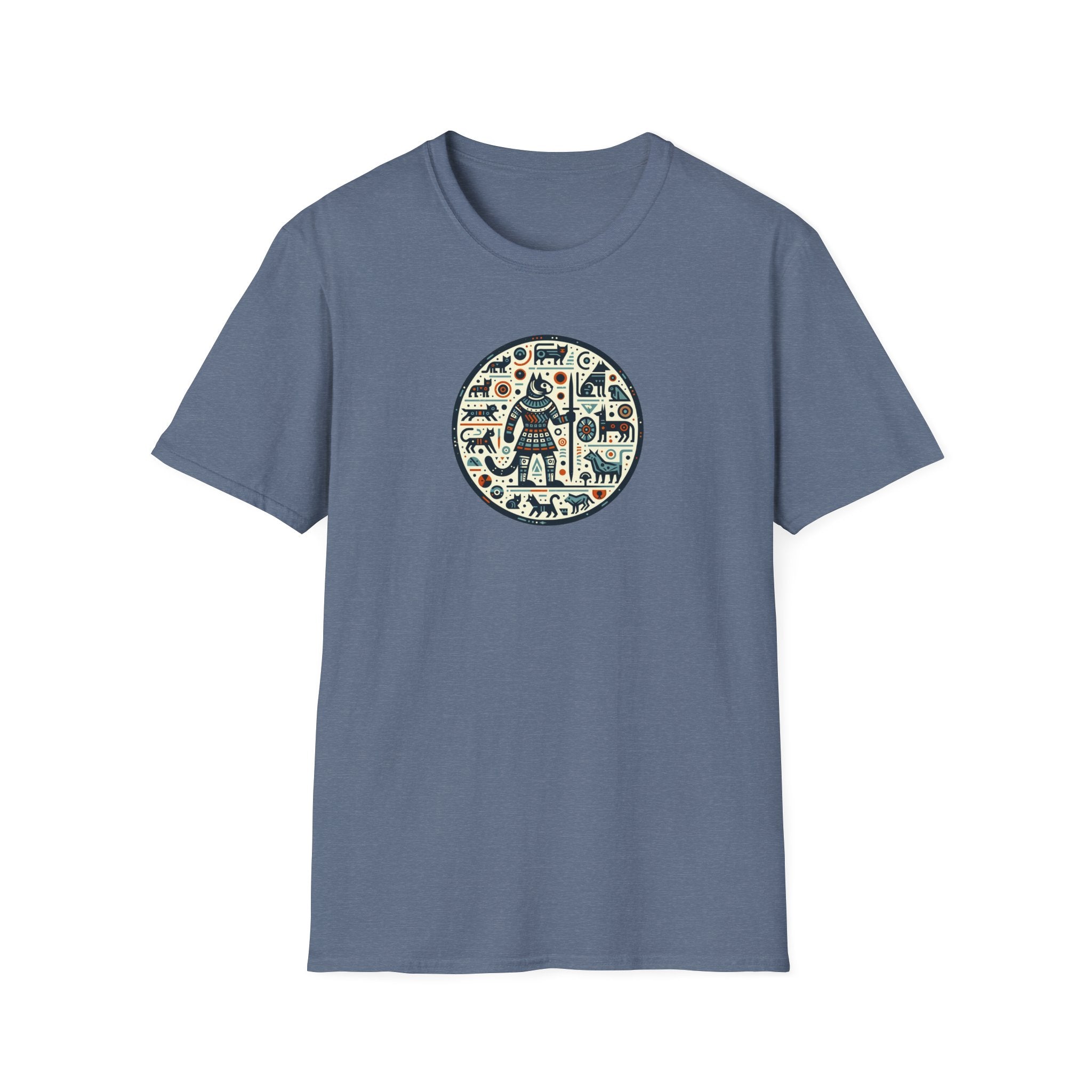Egyptian Inspired Cat Unisex Softstyle T-Shirt, Casual Wear, Unique Graphic Tee, Gift for Him/Her, Everyday Fashion, Art Lovers Apparel