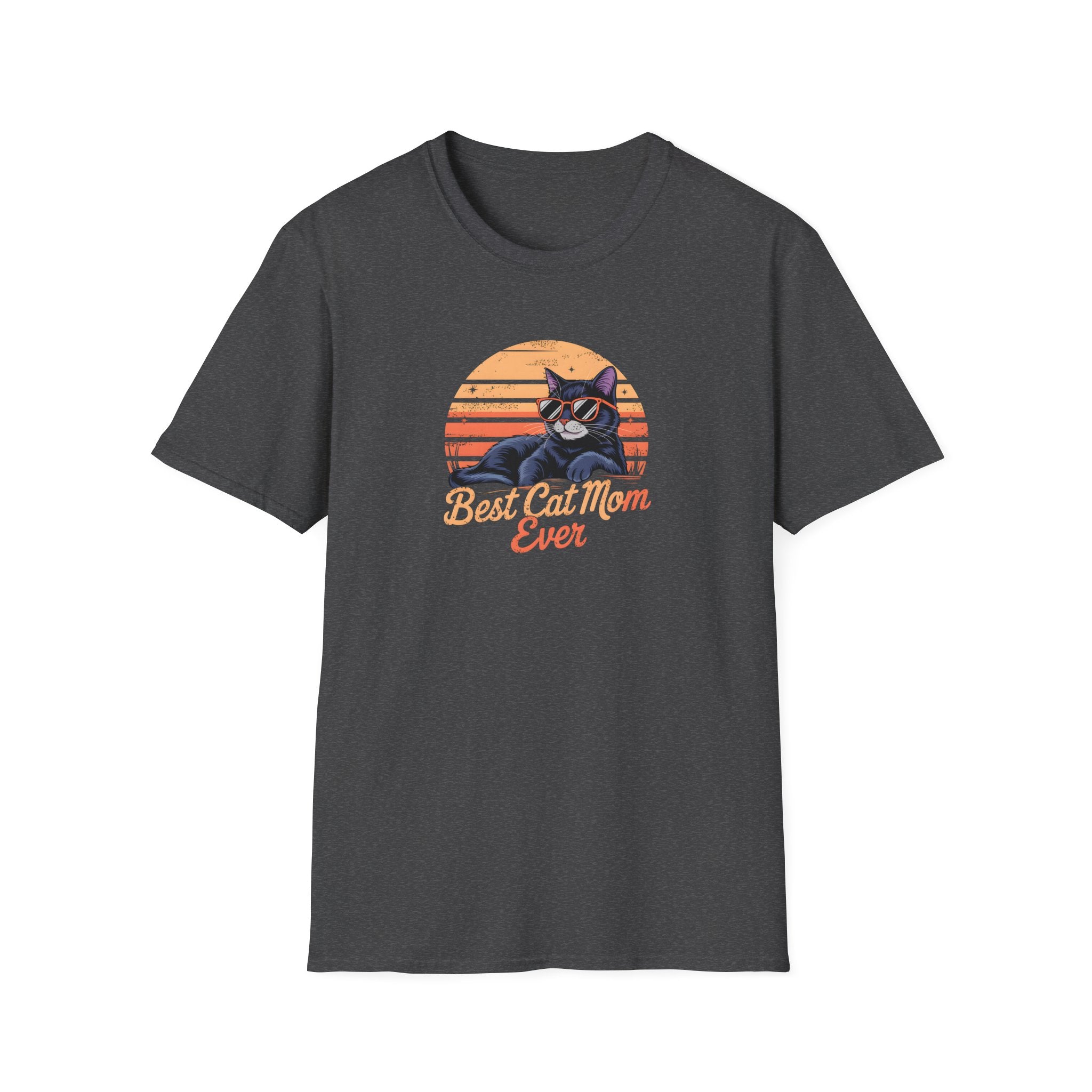 Cat Mom Sunset T-Shirt - Best Cat Mom Ever, Mother's Day Shirt, Unisex Tee, Softstyle Top, Gift for Mom, Cat Lover Gift
