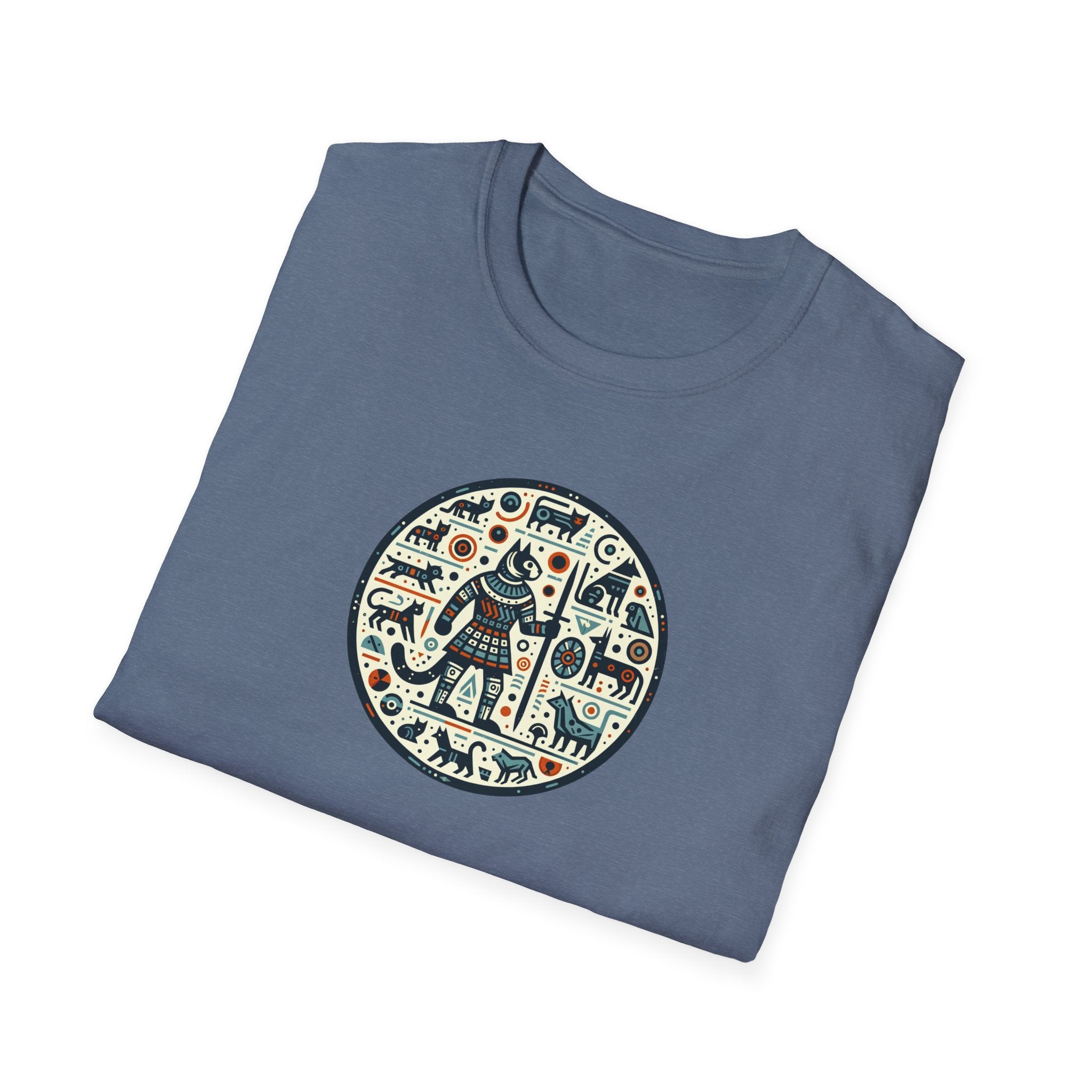 Egyptian Inspired Cat Unisex Softstyle T-Shirt, Casual Wear, Unique Graphic Tee, Gift for Him/Her, Everyday Fashion, Art Lovers Apparel