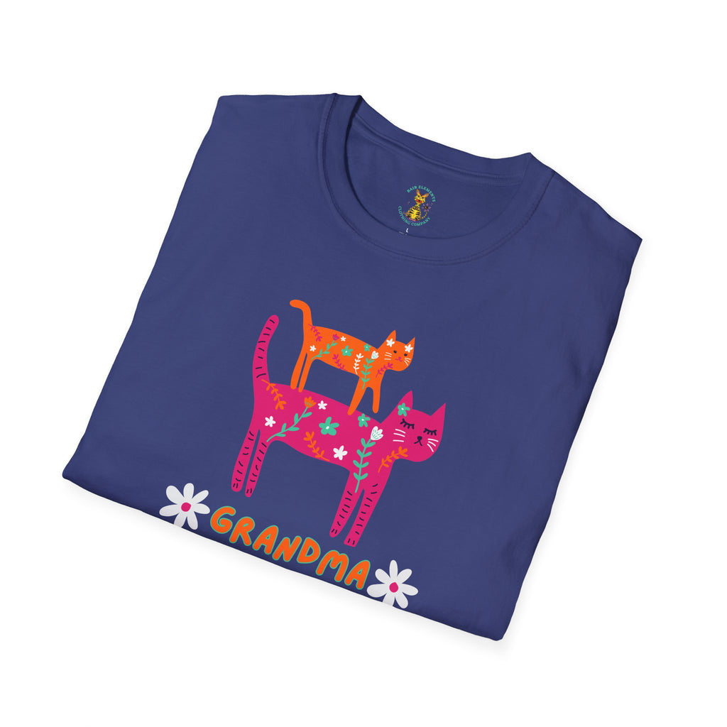 Personalized Grandma Cat T-Shirt, Mother's Day T-Shirt, Sizes XS-5X, Cat Print T-Shirt for Women