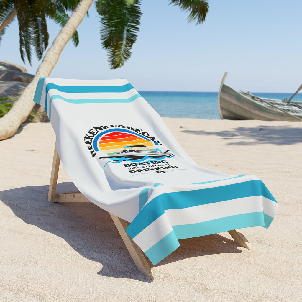 Wekend Boating Beach Towel, Boating Towel, Graphic Beach Towel, Large Beach Towel