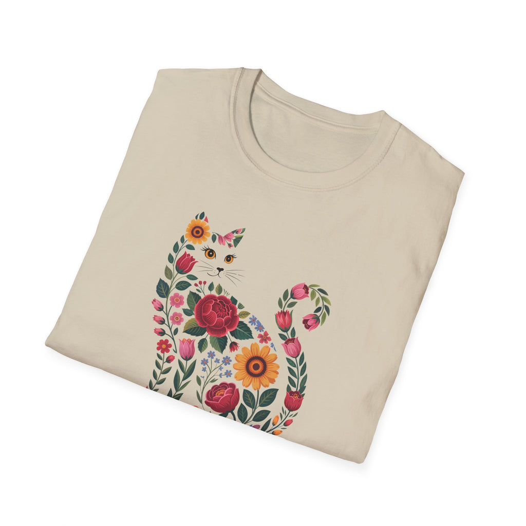 Personalized Boho Floral Cat Tee — Cat Lovers T-Shirt