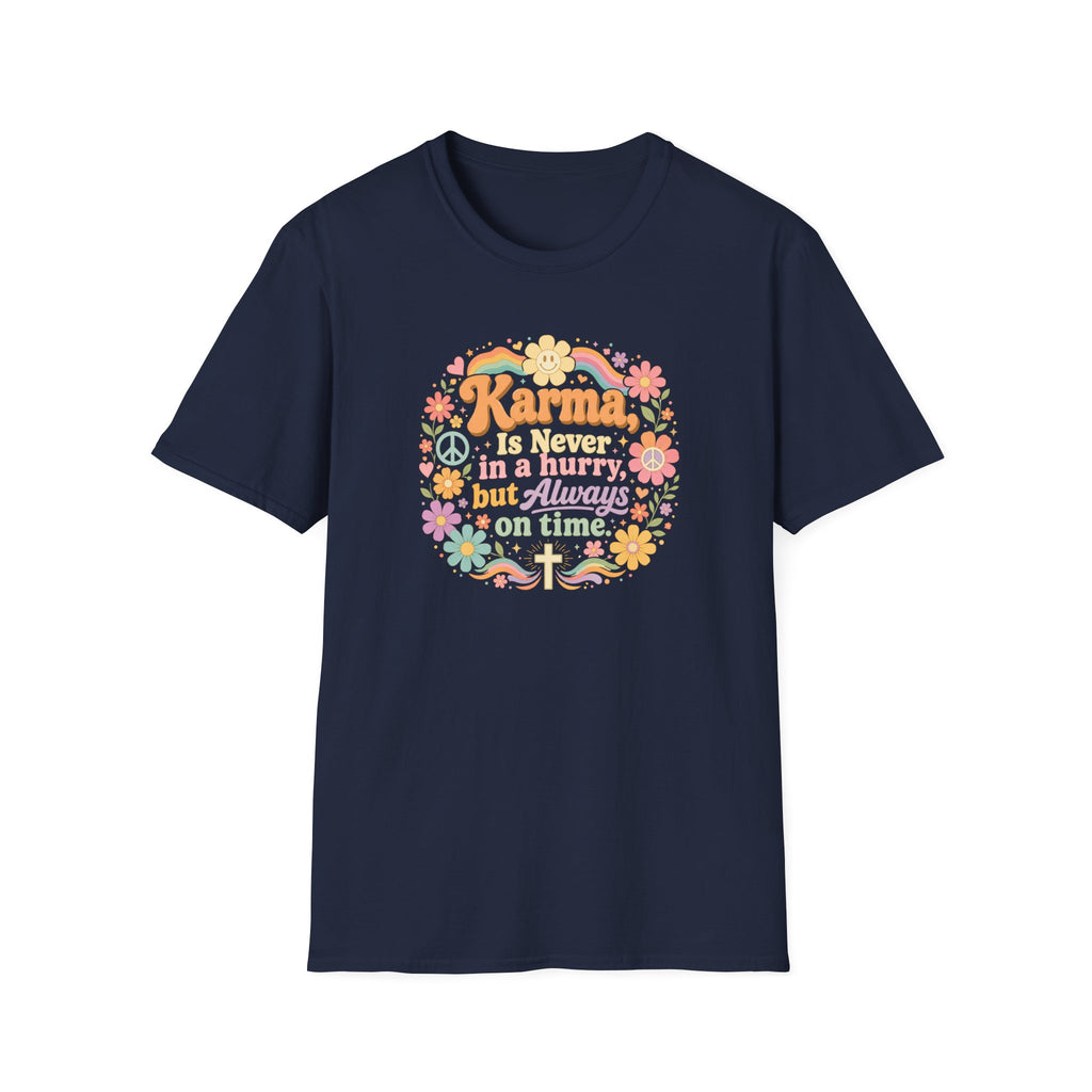 Karma Is Never In A Hurry Retro Floral, Relaxed Fit Women's Tee