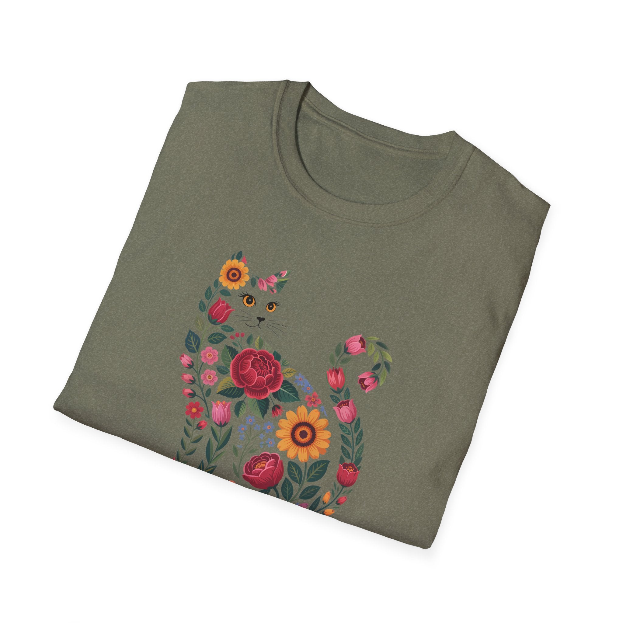 Personalized Boho Floral Cat Tee — Cat Lovers T-Shirt