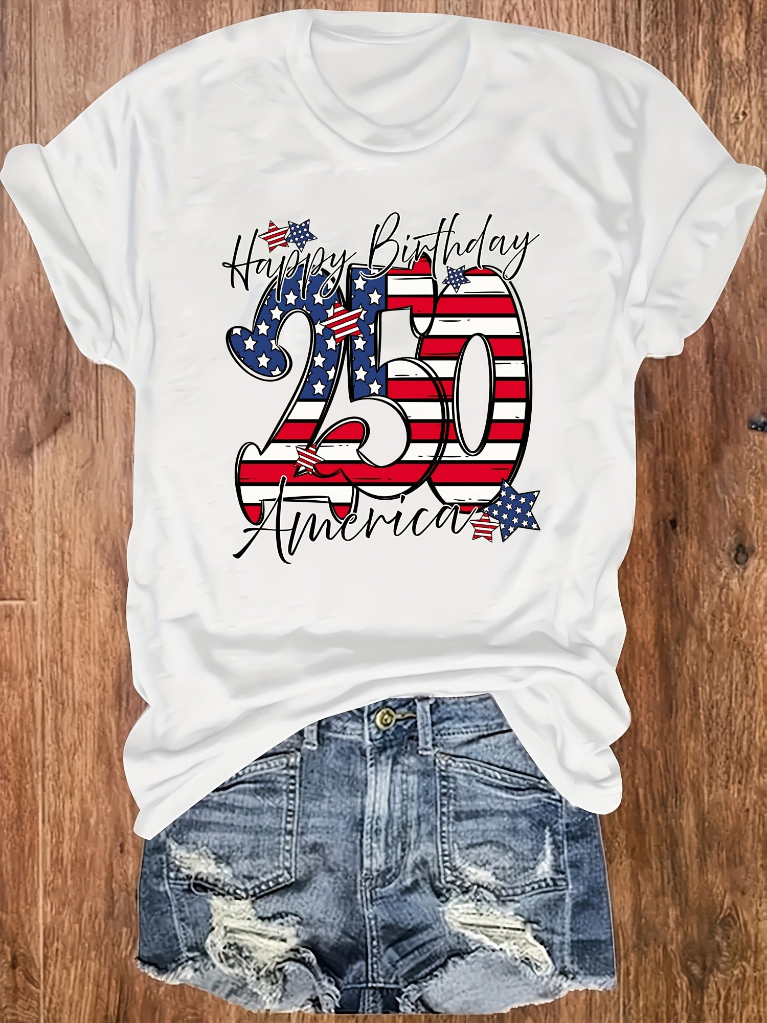 250 Stars Stripes America T Shirt for 250Th America Birthday 4Th of July Women's Tee