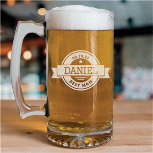 Engraved Groomsmen Sports Glass Mug