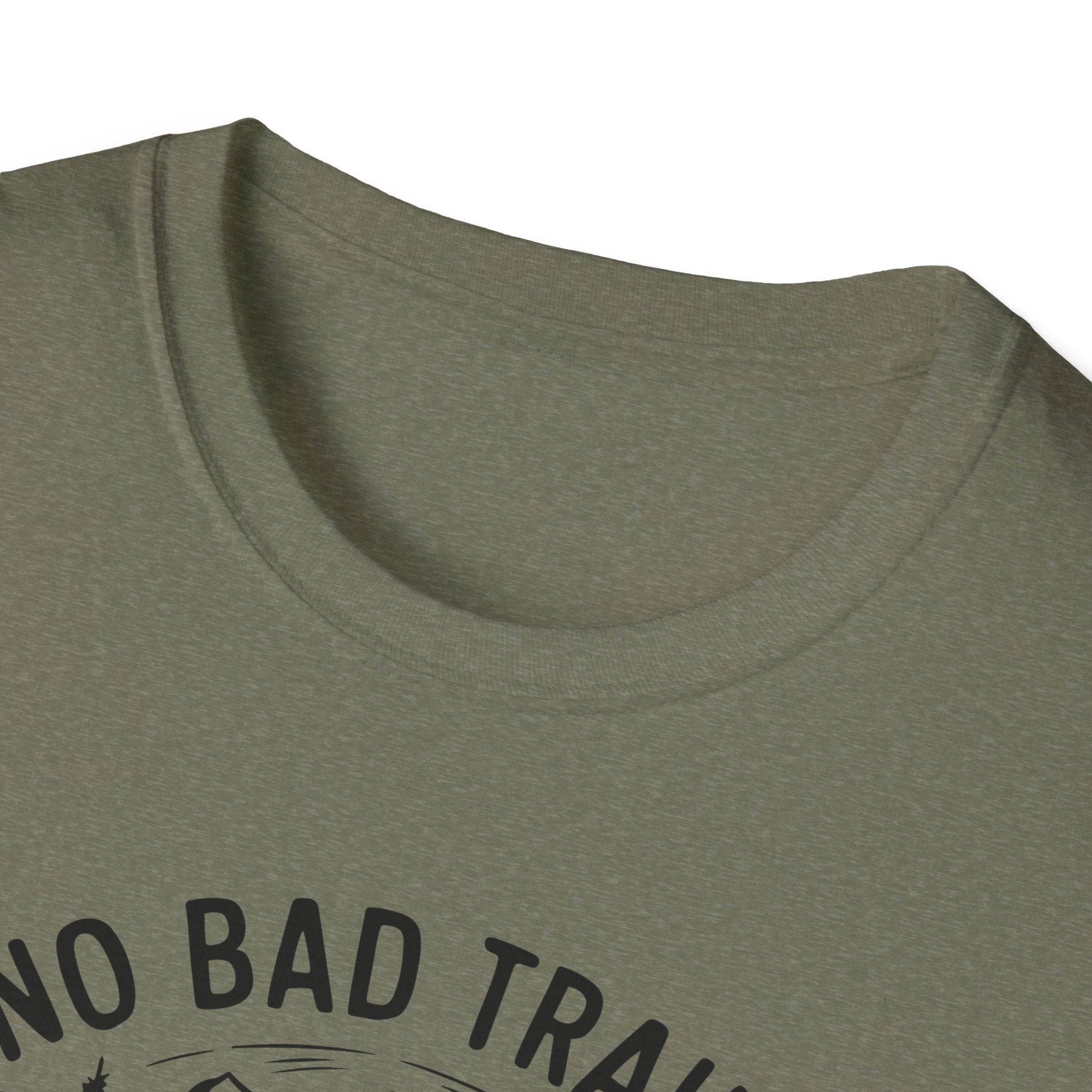 Funny Outdoor Adventure Unisex T-Shirt | No Bad Trails Just Bad Knees | Hiking Gift, Camping Tee, Nature Lover Shirt, Funny Gift