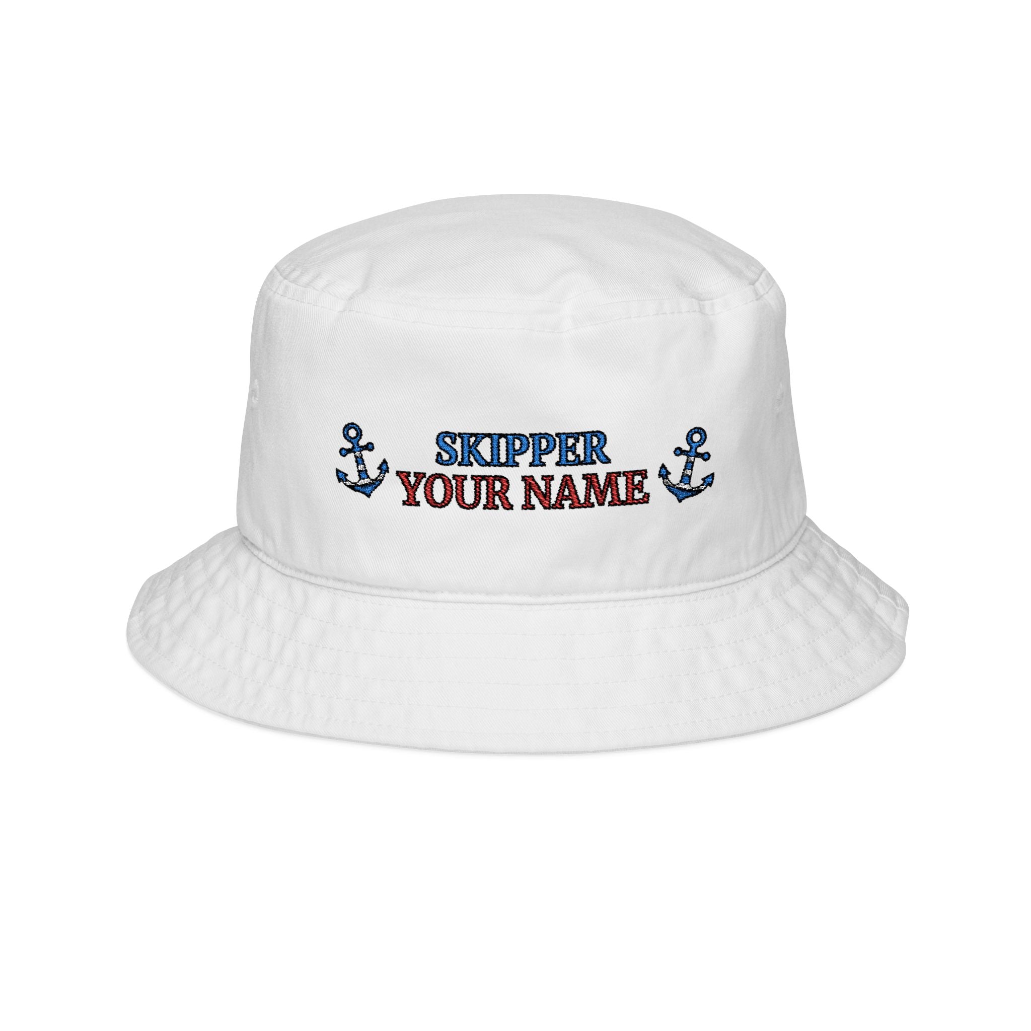 Embroidered Personalized Skipper Bucket Hat, Boating Hat