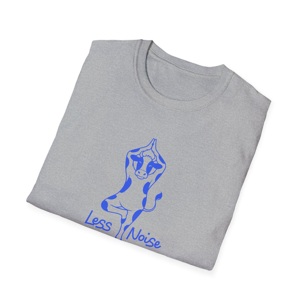 Cow Yoga T-Shirt — "Less Noise, More Peace"