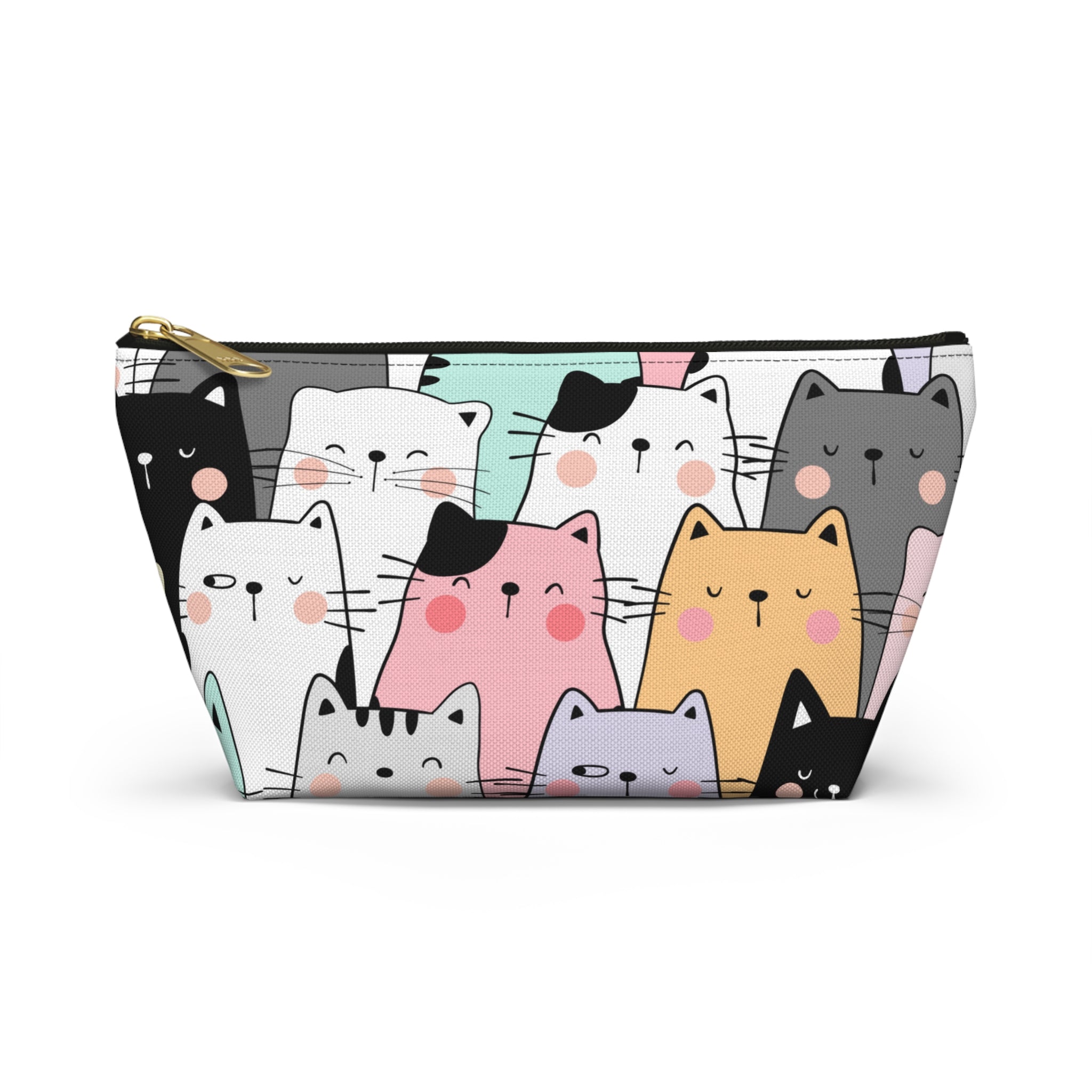 Colorful Cat Print, Travel Accessory Pouch, Make-up Bag