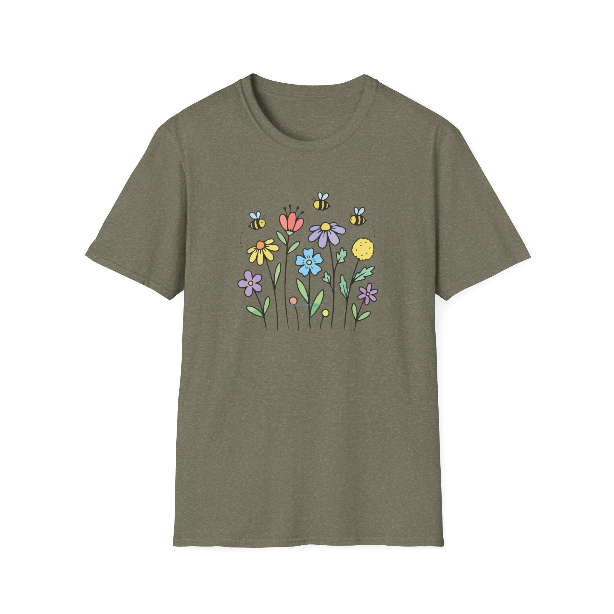 Summer Flowers & Bees Retro Floral T-Shirt