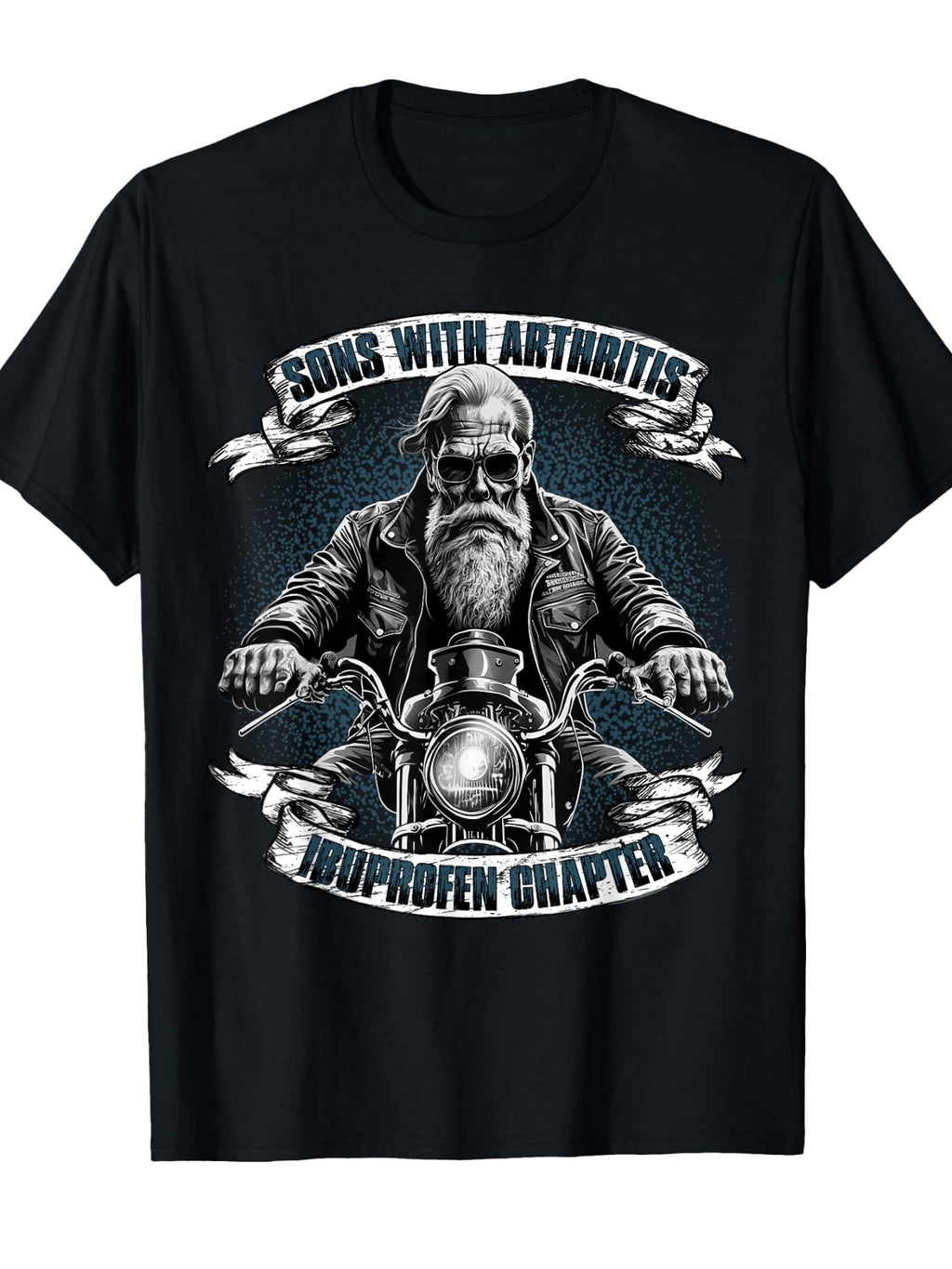 Men's Funny Old Man Biker Tee - Arthritis Awareness Sons Dealing with Arthritis and Ibuprofen.