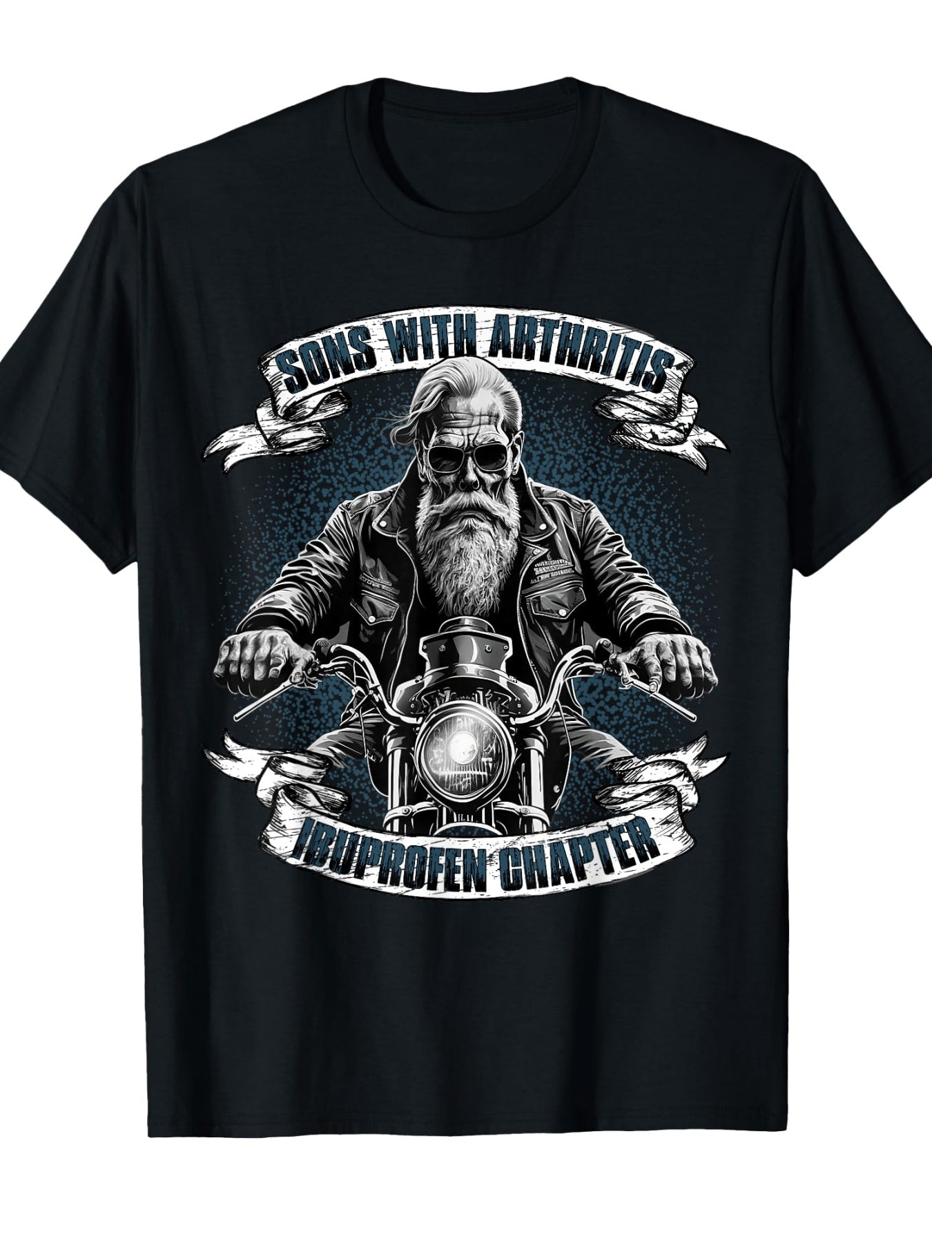 Men's Funny Old Man Biker Tee - Arthritis Awareness Sons Dealing with Arthritis and Ibuprofen.
