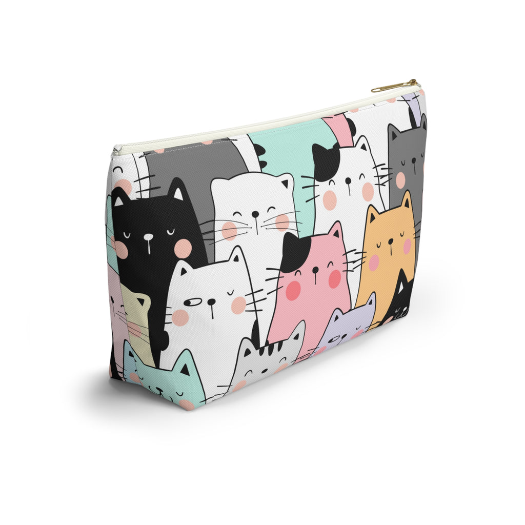 Colorful Cat Print, Travel Accessory Pouch, Make-up Bag