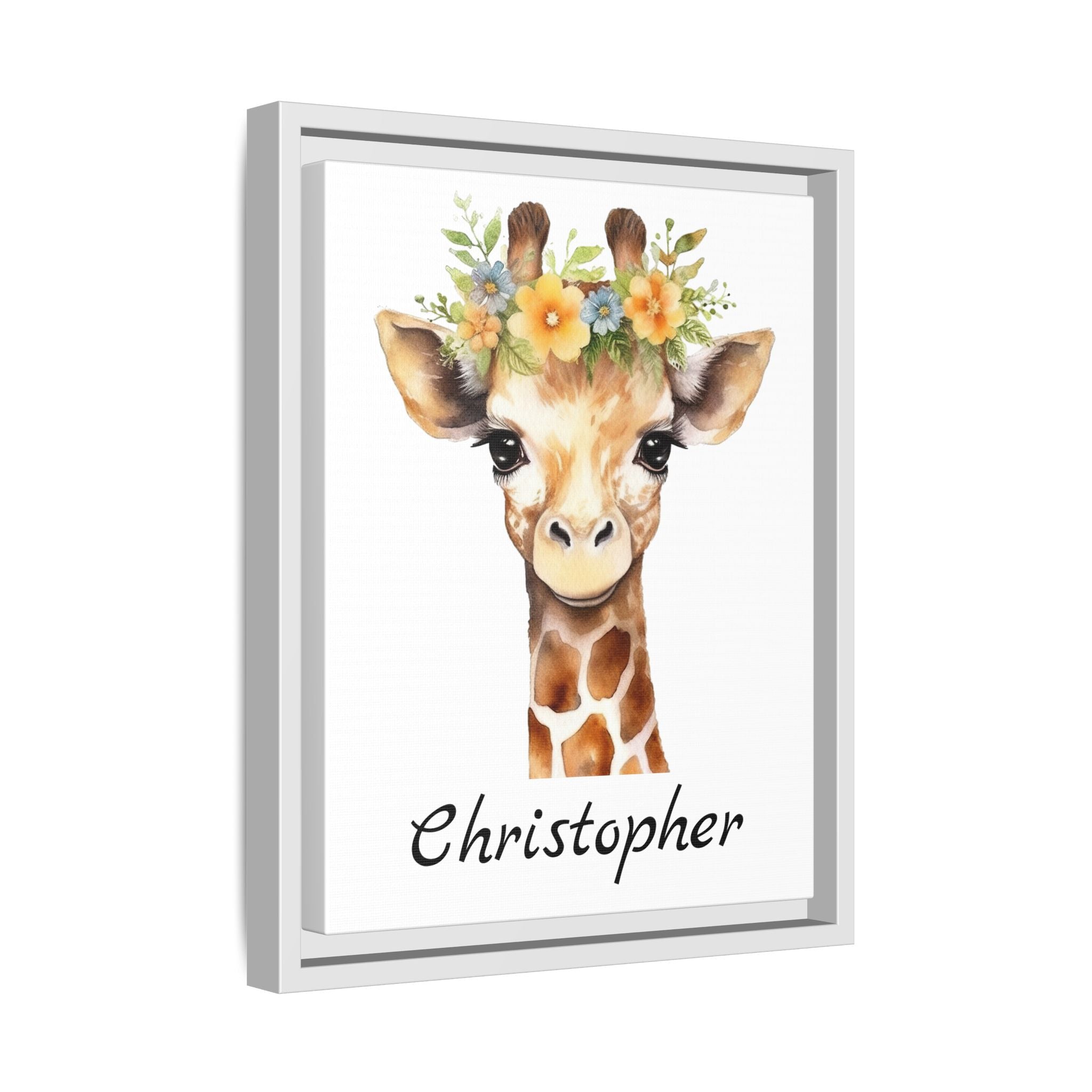 Personalized Baby Giraffe Matte Canvas, Nursery Wall Art