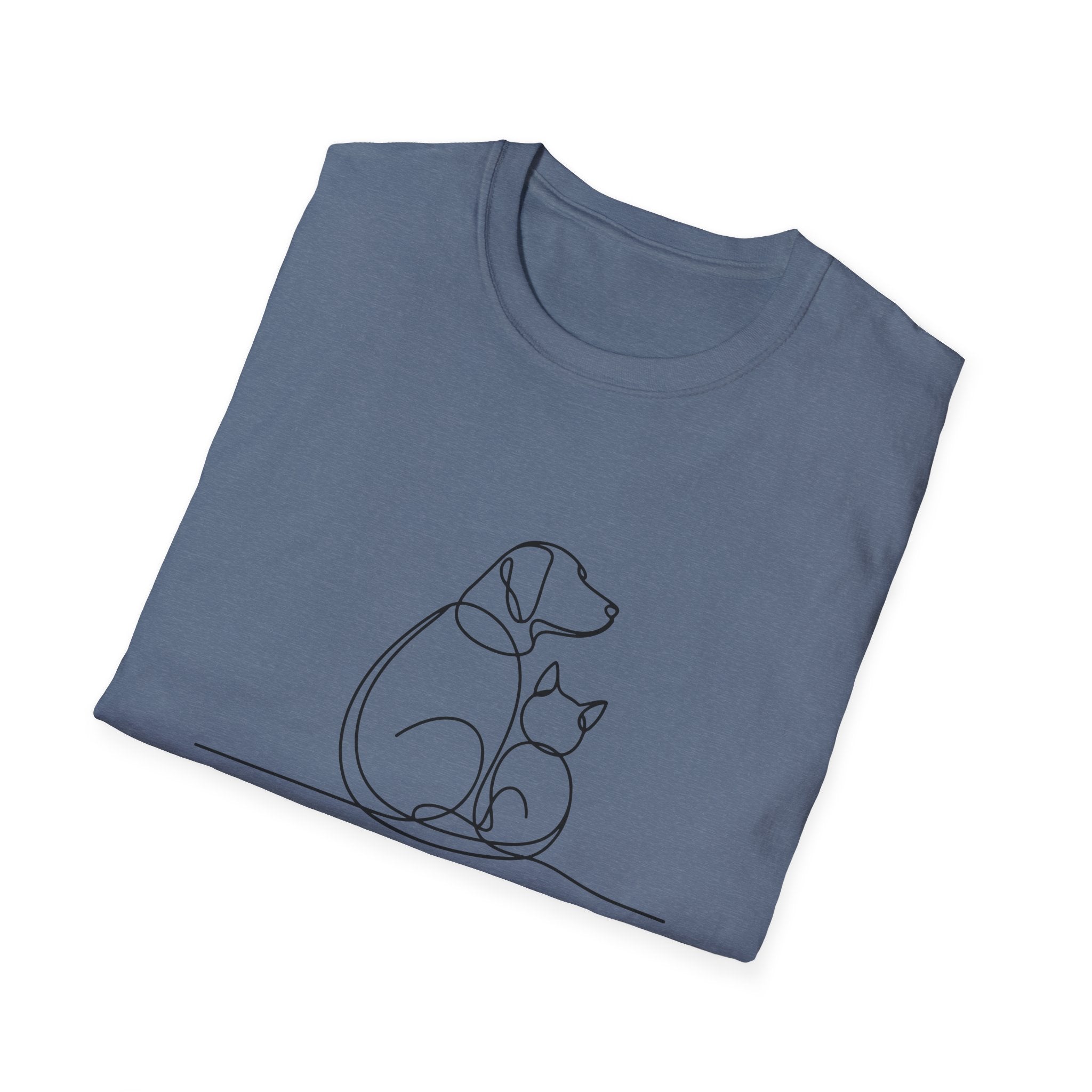 Cat & Dog Line Art T-Shirt — Pet Lover Shirt (Personalize Option)