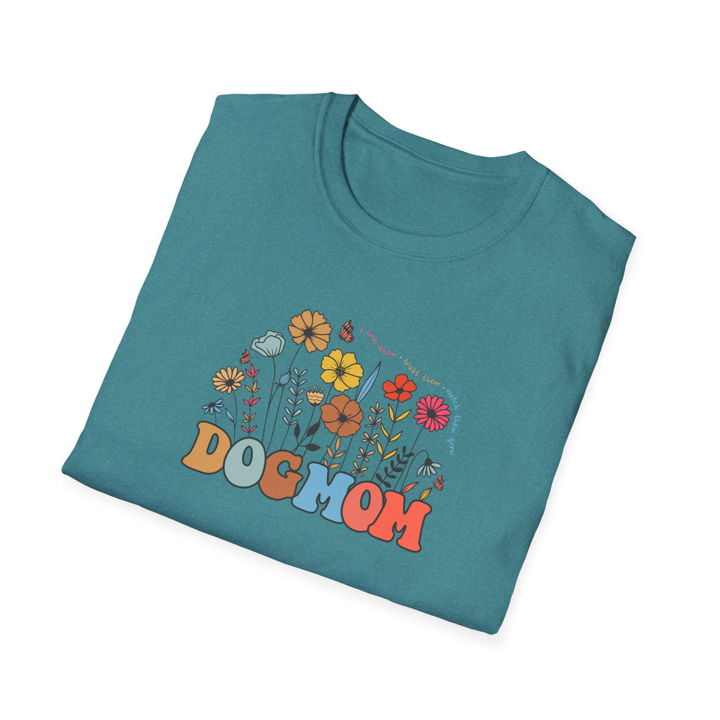 Floral Dog Mom T-Shirt, Cute Pet Lover Tee, Unisex Softstyle T-Shirt, Gifts for Dog Moms, Animal Lover Apparel