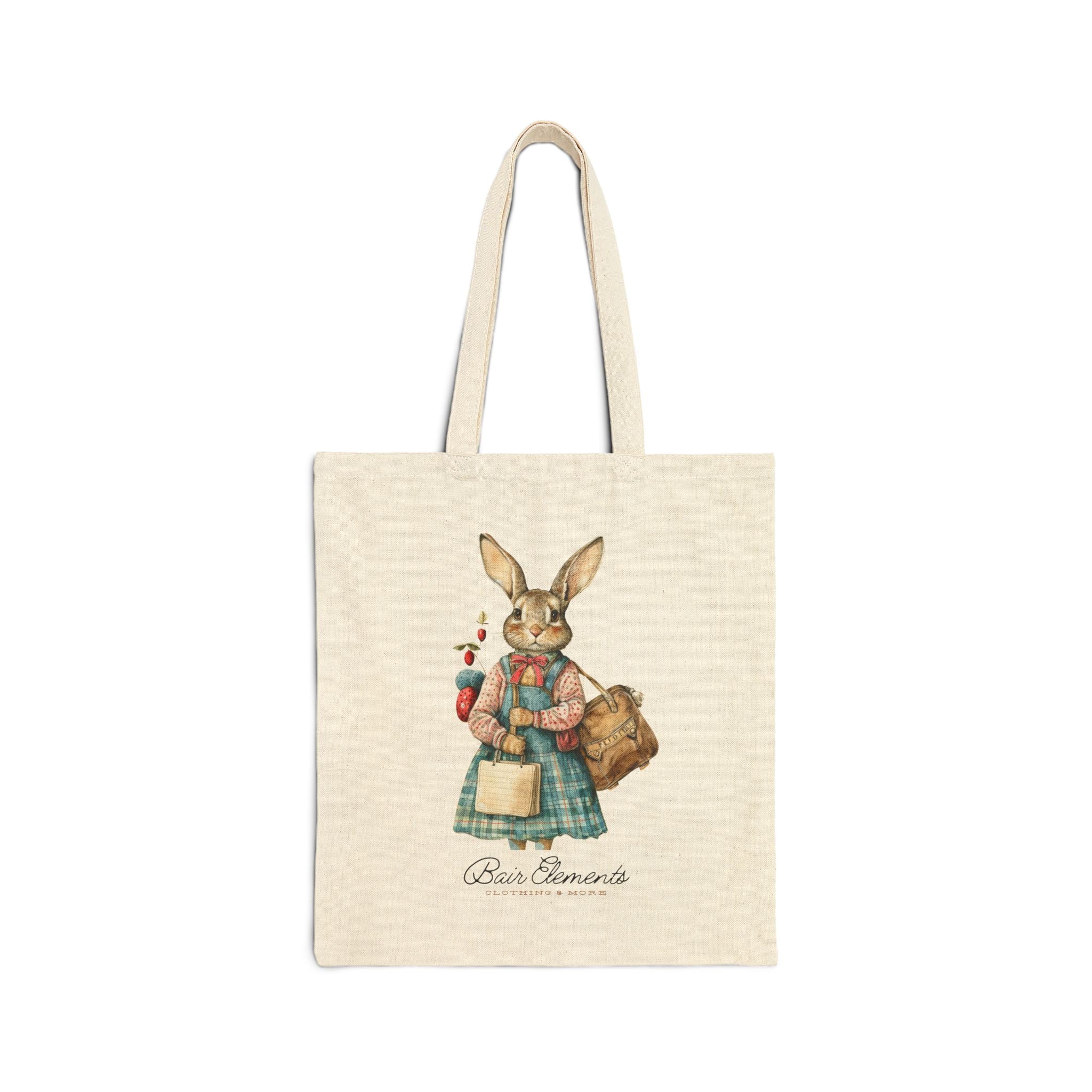 Woodland Bunny Market Bag, Heavy Canvas Shopping Tote, Bunny Shopping Tote