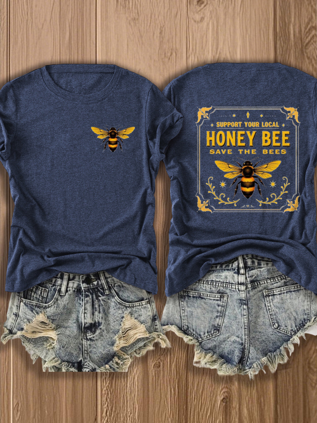 Save the Bees T-Shirt - Support Local Bee Conservation, Soft Breathable Tee Suitable for Nature Lovers, Casual Summer Wear with Bee Graphics (Machine Washable)