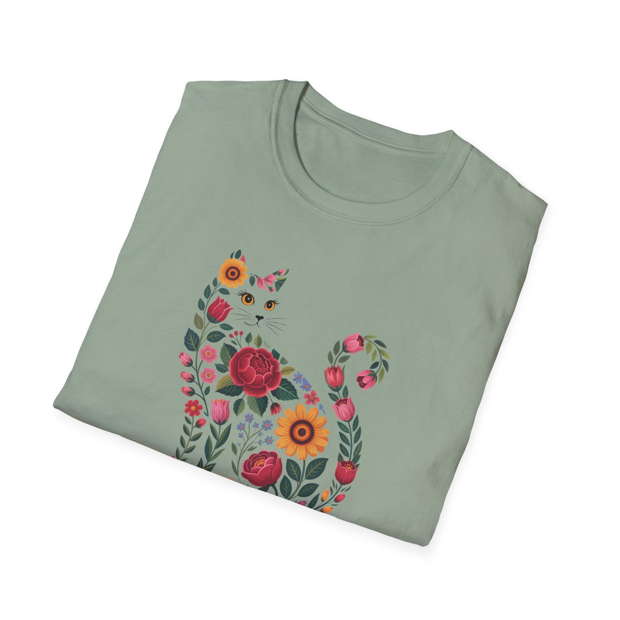 Personalized Boho Floral Cat Tee — Cat Lovers T-Shirt