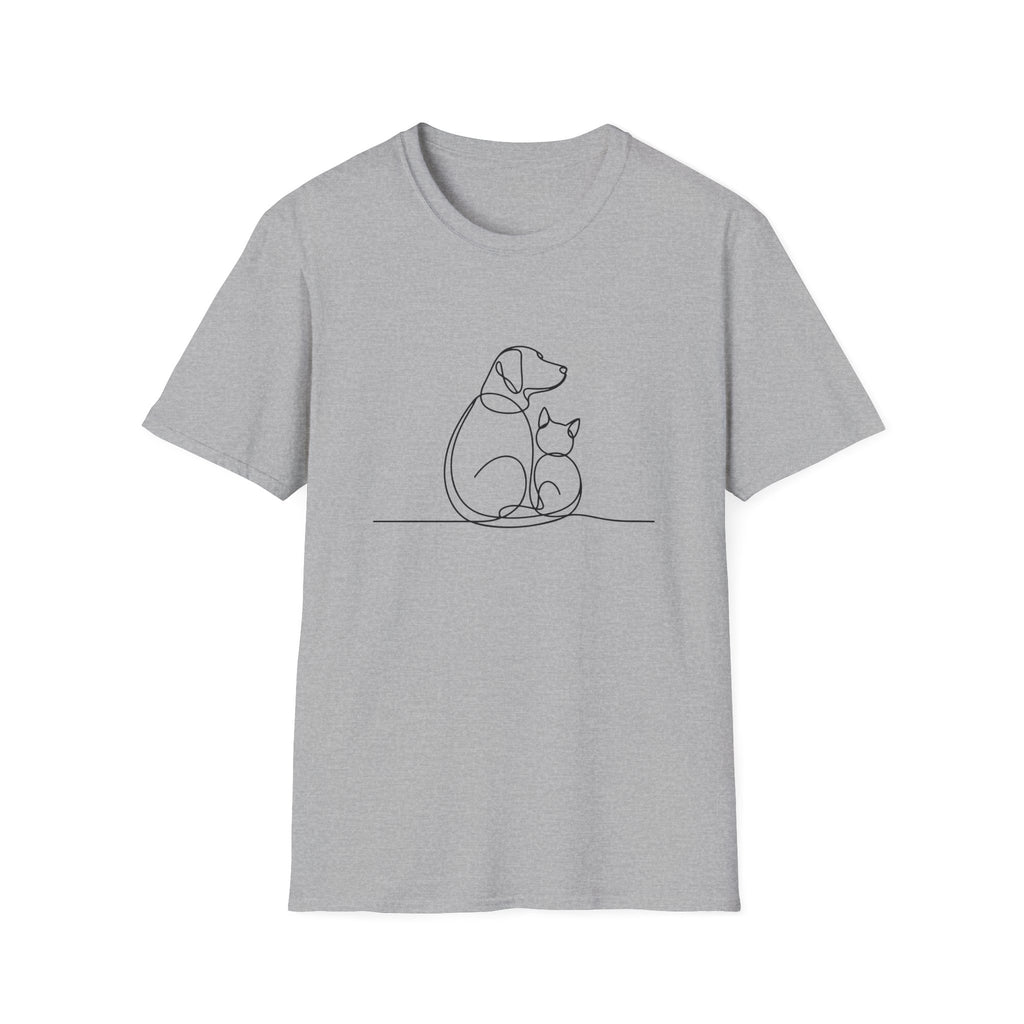 Cat & Dog Line Art T-Shirt — Pet Lover Shirt (Personalize Option)