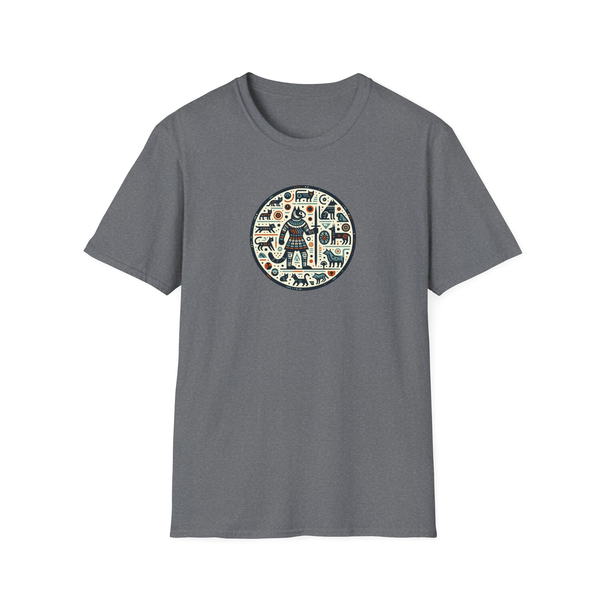 Egyptian Inspired Cat Unisex Softstyle T-Shirt, Casual Wear, Unique Graphic Tee, Gift for Him/Her, Everyday Fashion, Art Lovers Apparel