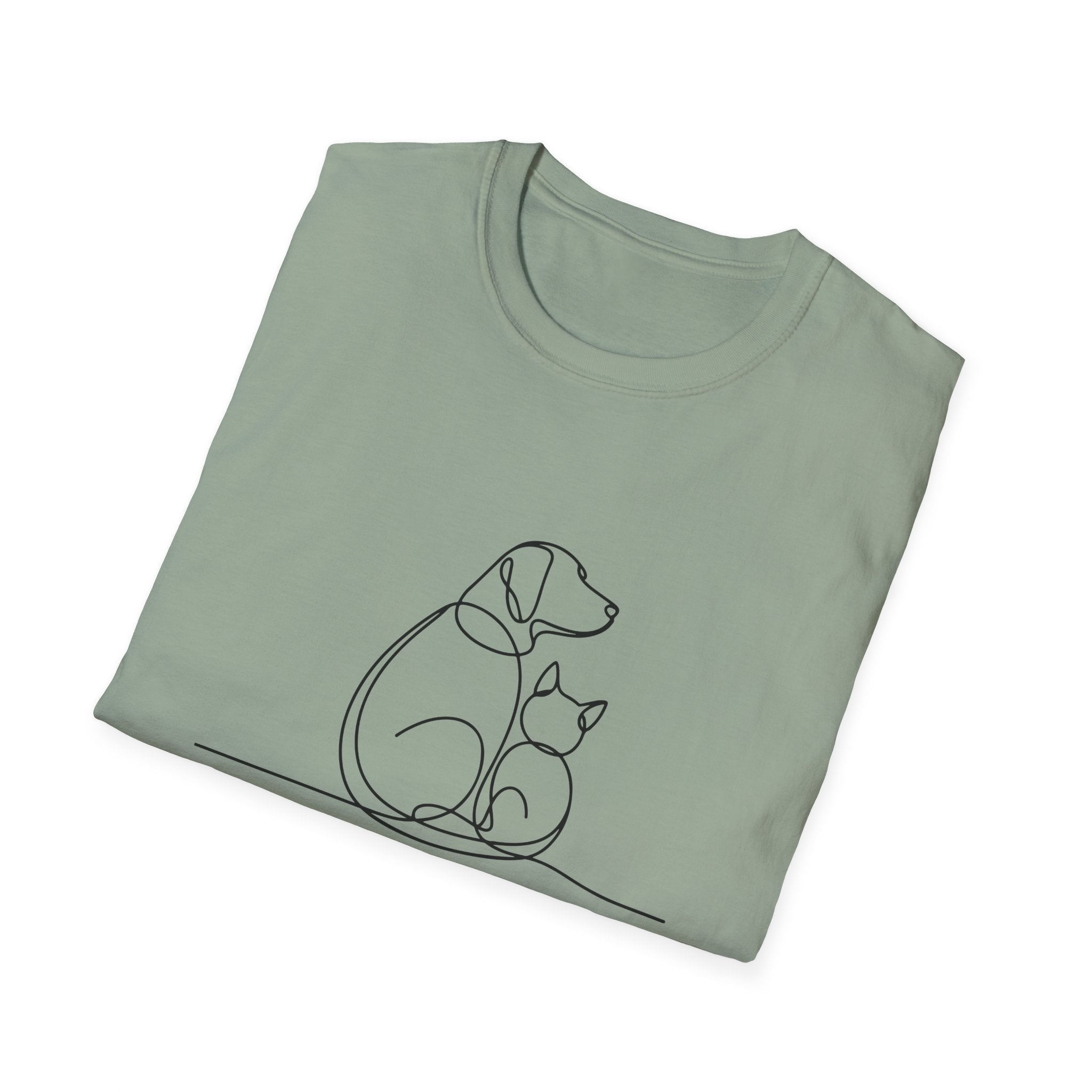 Cat & Dog Line Art T-Shirt — Pet Lover Shirt (Personalize Option)