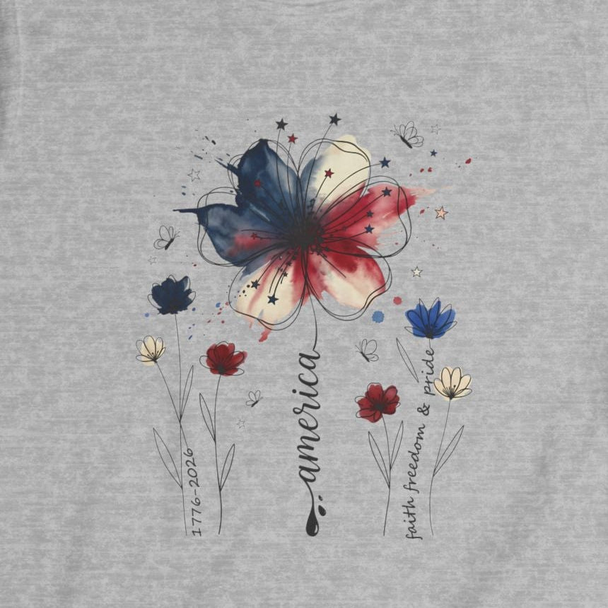 Freedom 250 Floral Watercolor Women's Tee — Freedom 250 Graphic Shirt